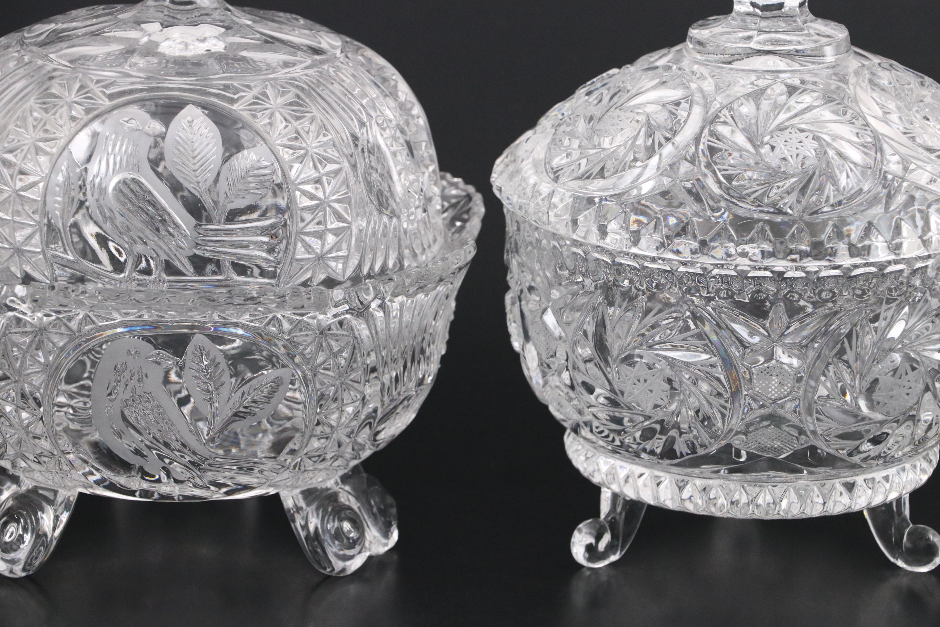 Hofbauer "The Byrdes" with Other Crystal Candy Dish and Brilliant Style Compote