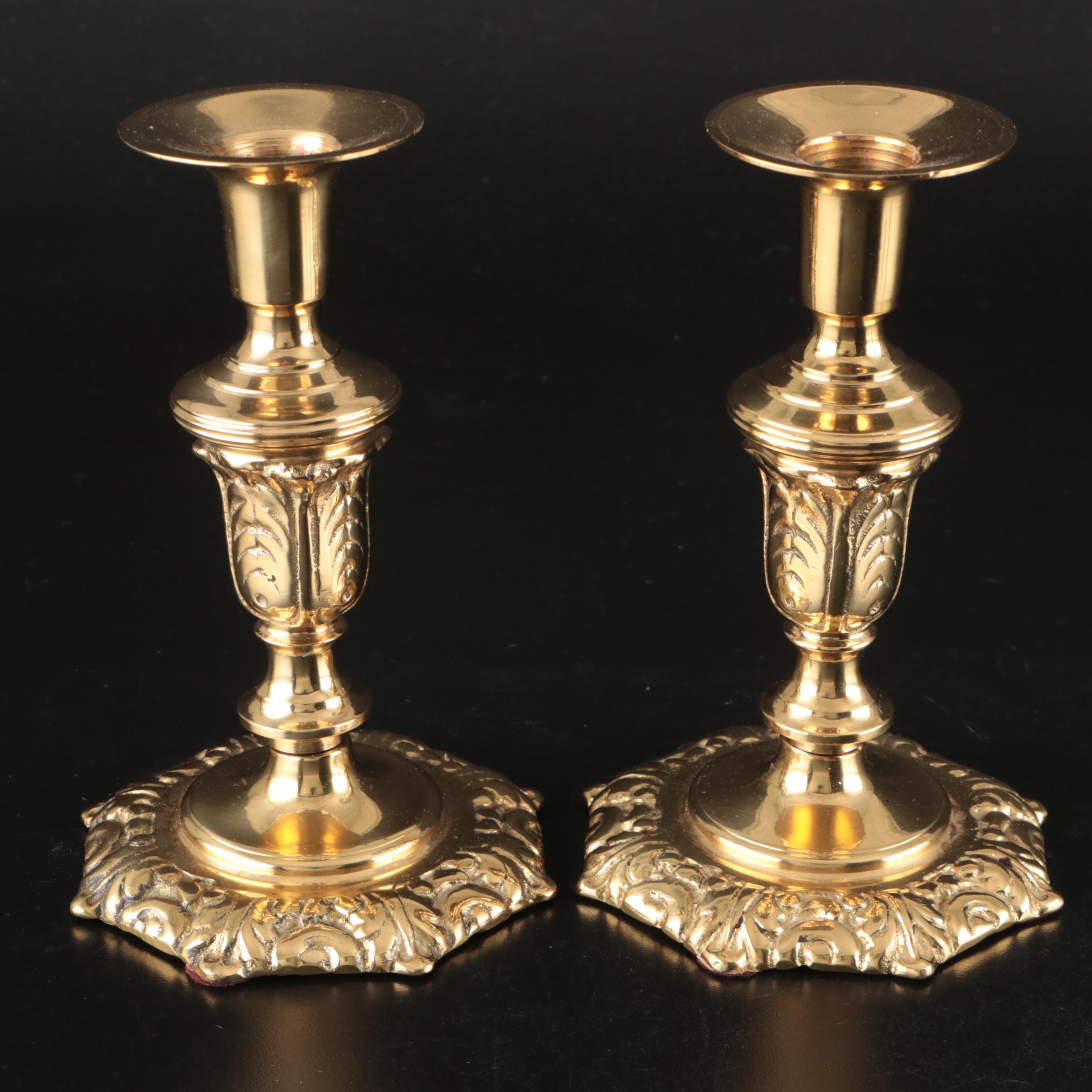 English Beehive and Other Brass Candlesticks