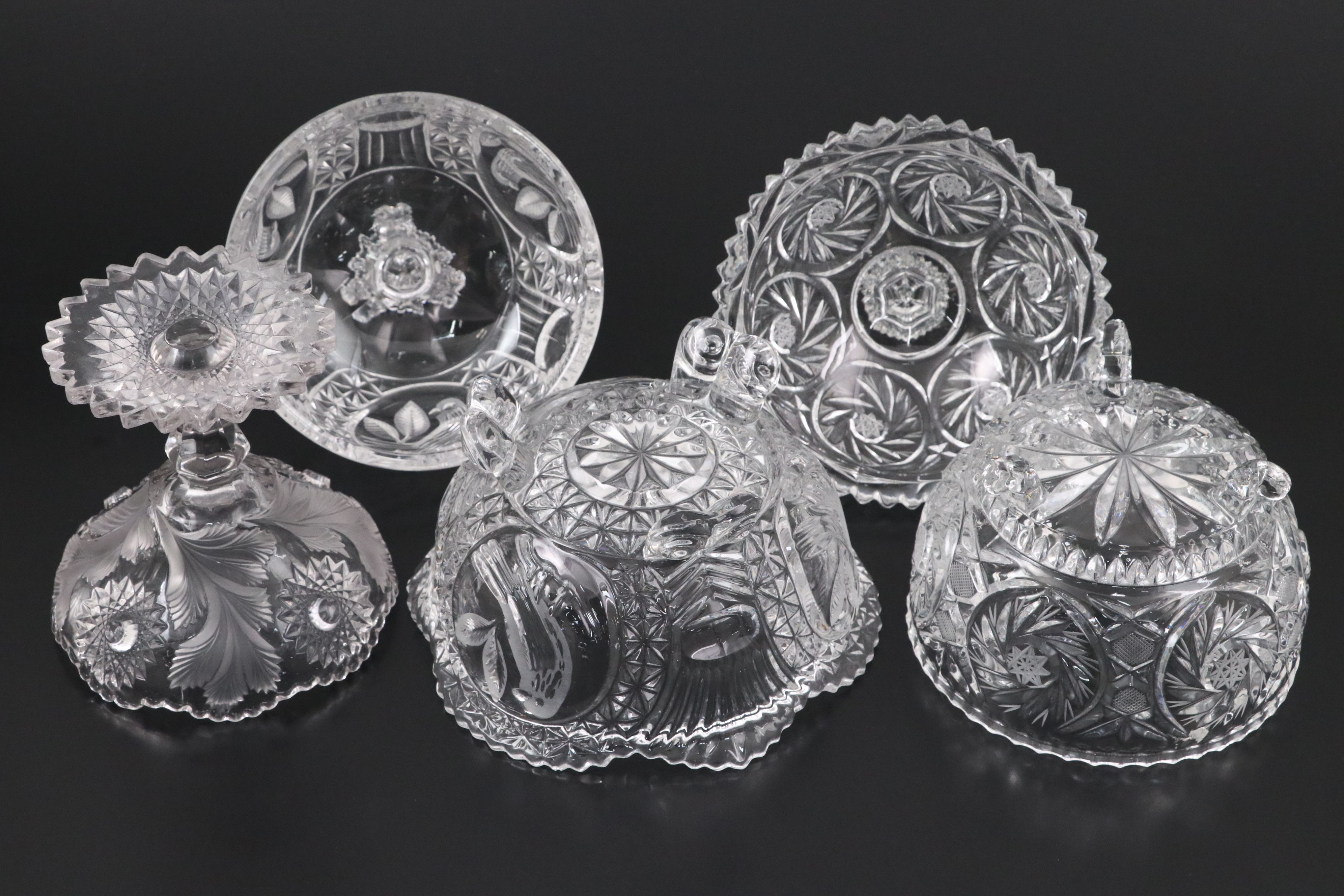 Hofbauer "The Byrdes" with Other Crystal Candy Dish and Brilliant Style Compote