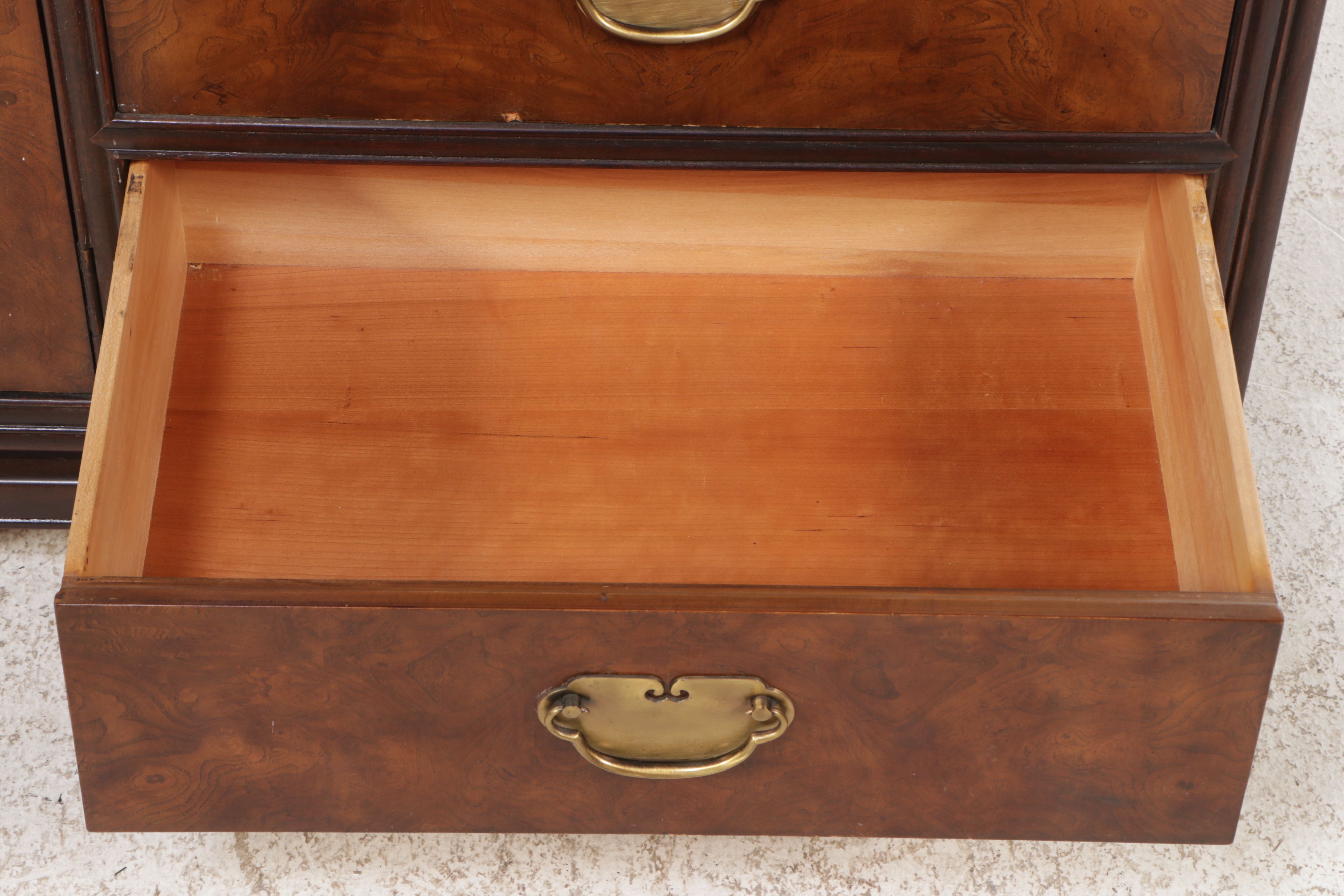 Drexel "Ta-Ming" Chinoiserie Burl Wood Veneer Dresser, Late 20th Century