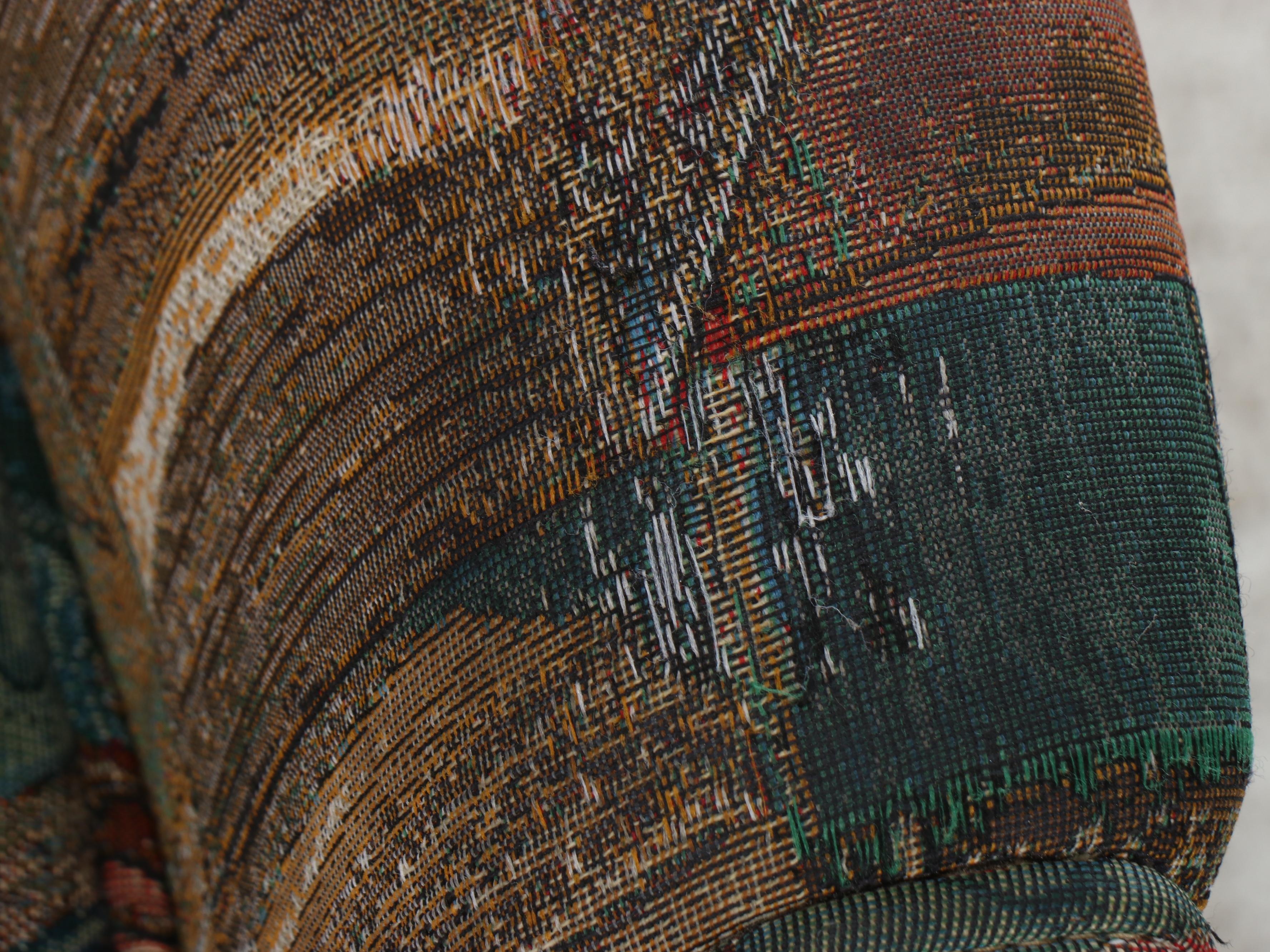 Queen Anne Style Wingback Upholstered Armchair, Late 20th Century