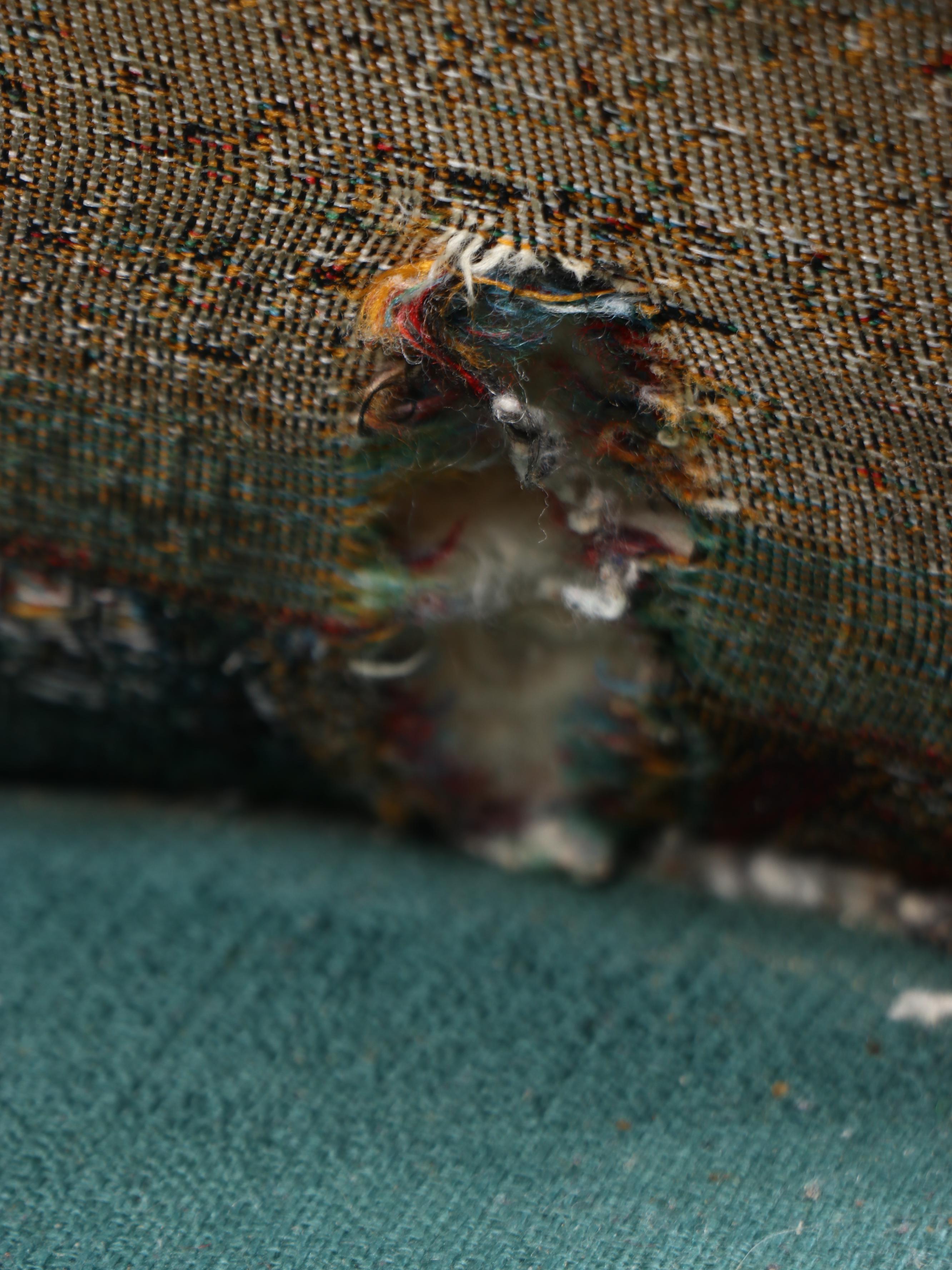 Queen Anne Style Wingback Upholstered Armchair, Late 20th Century