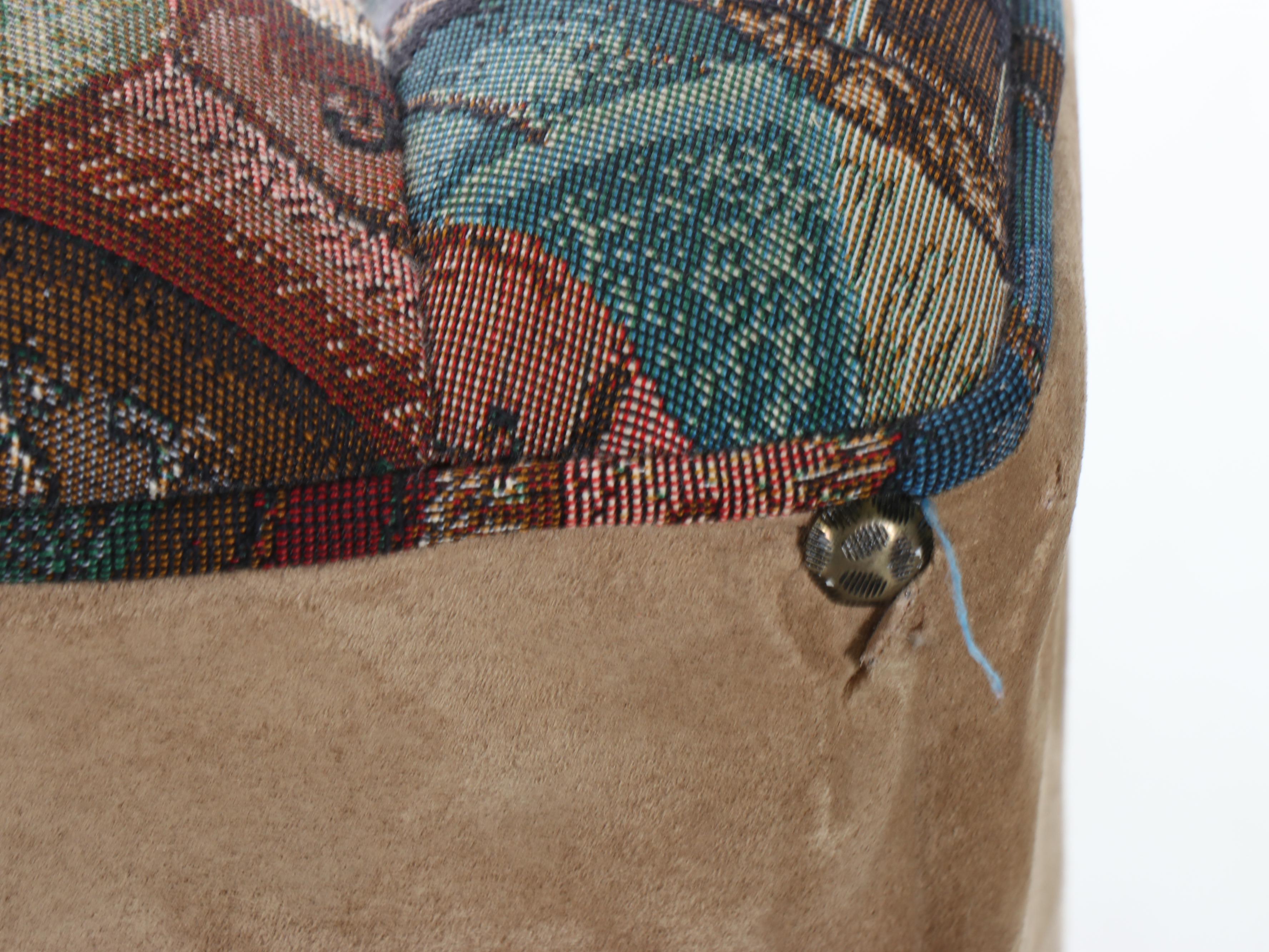 Queen Anne Style Wingback Upholstered Armchair, Late 20th Century