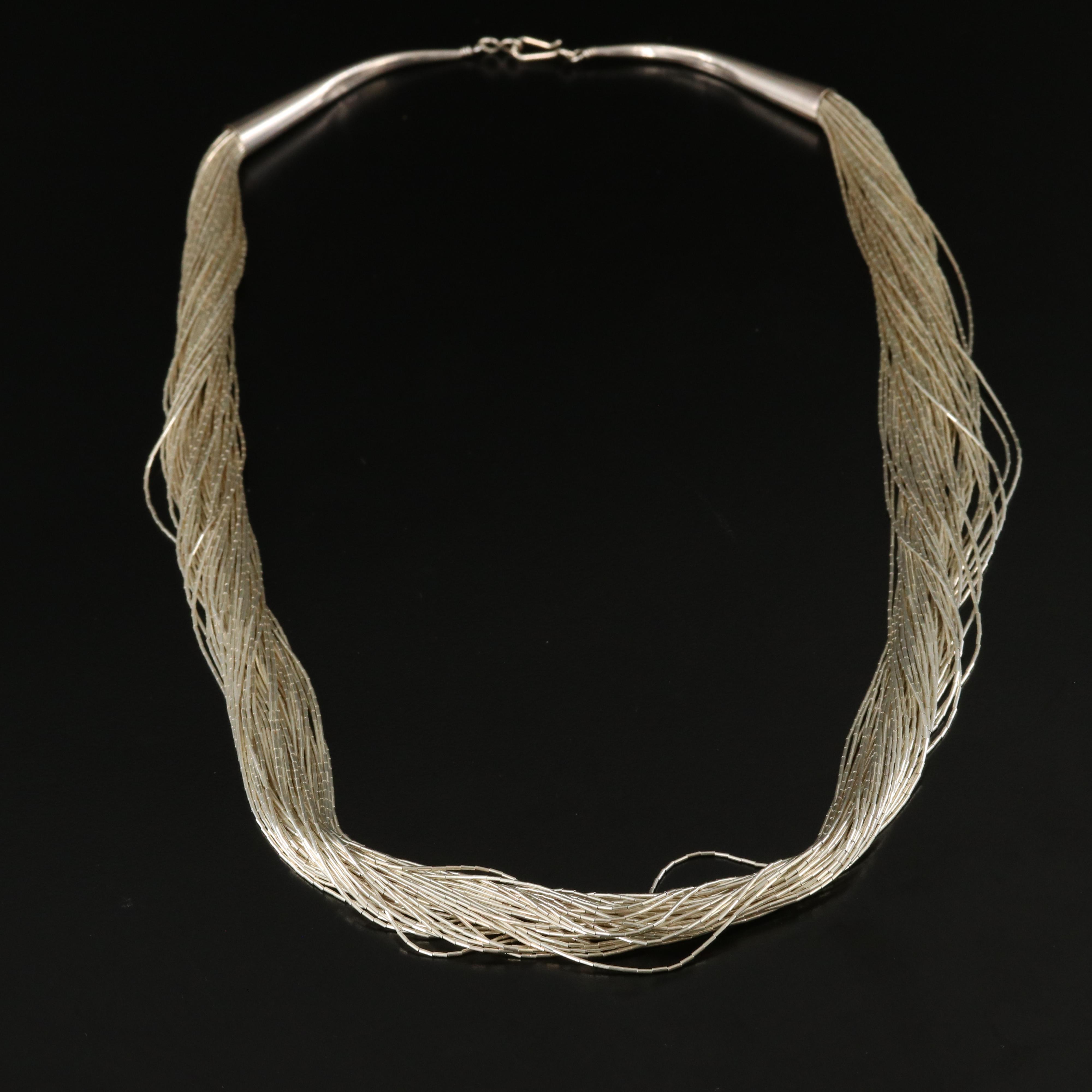 Sterling Liquid Silver Fifty-Strand Necklace