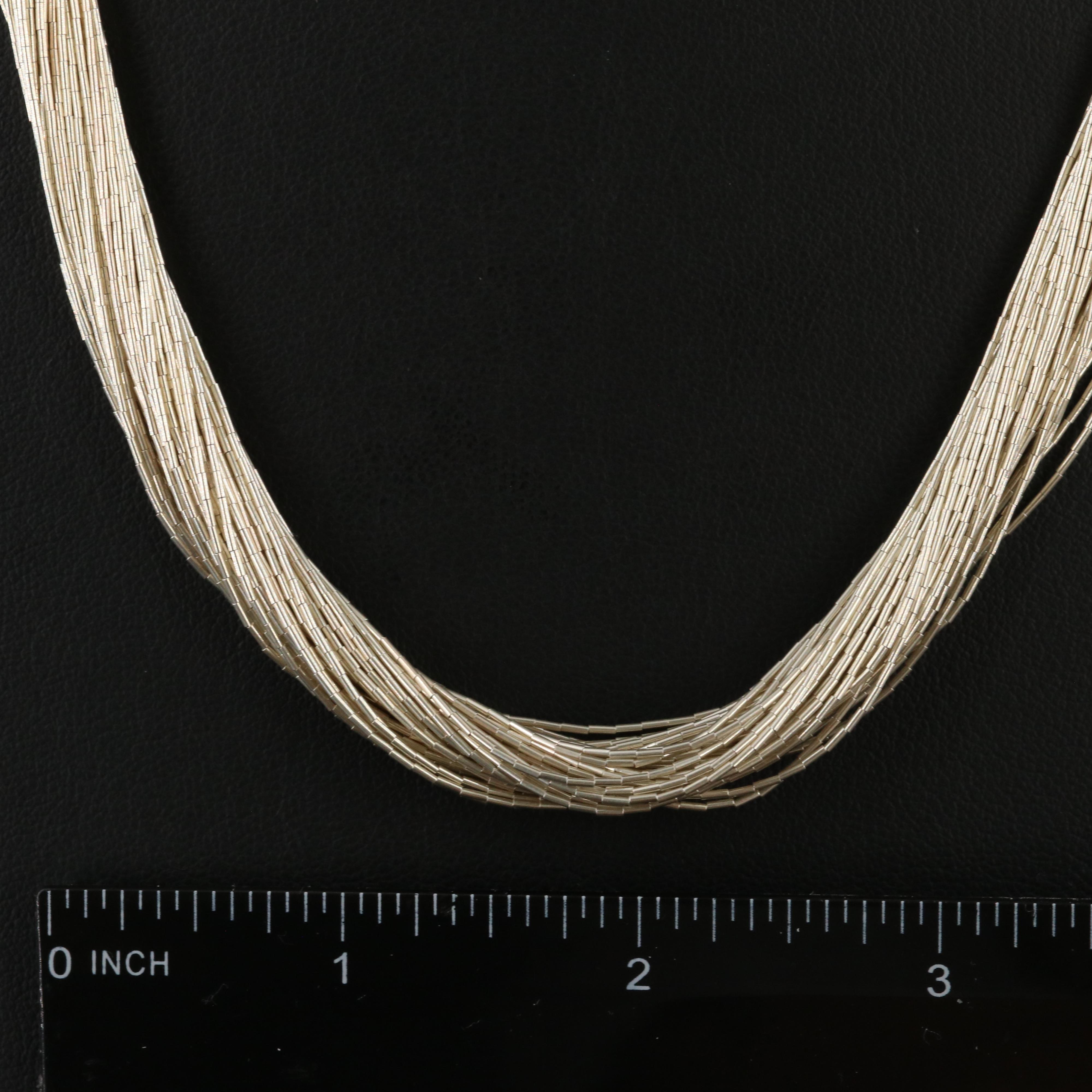 Sterling Liquid Silver Fifty-Strand Necklace