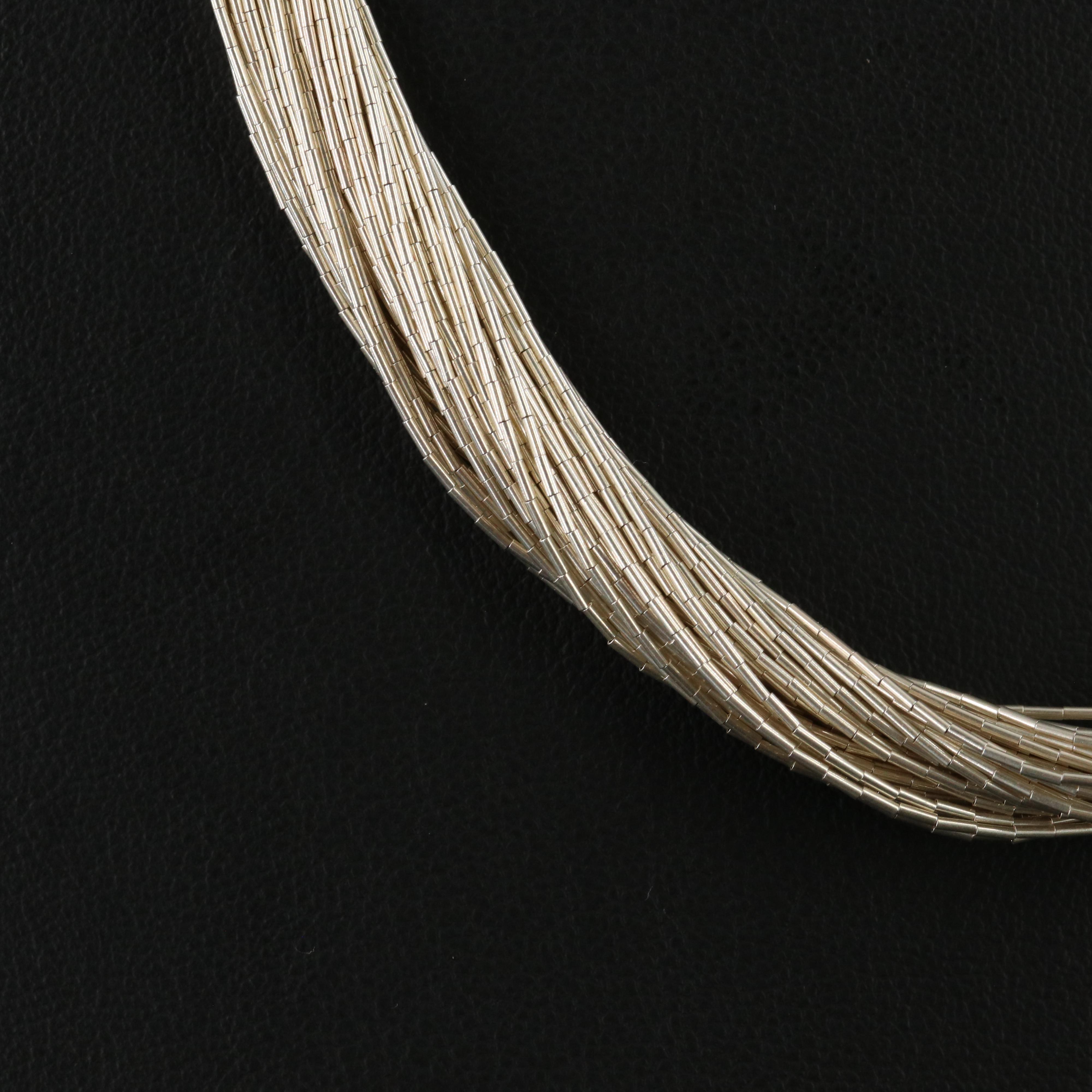 Sterling Liquid Silver Fifty-Strand Necklace