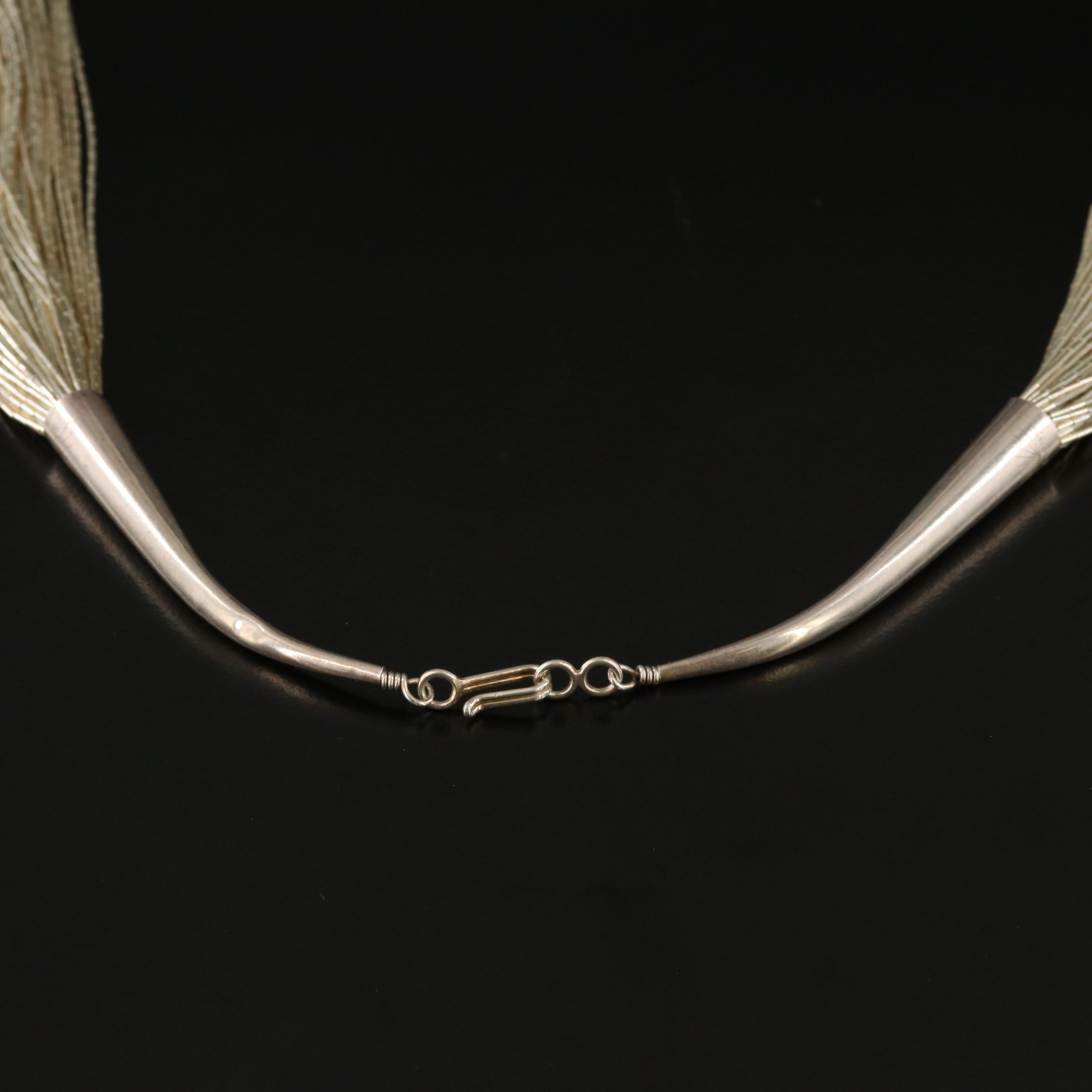 Sterling Liquid Silver Fifty-Strand Necklace