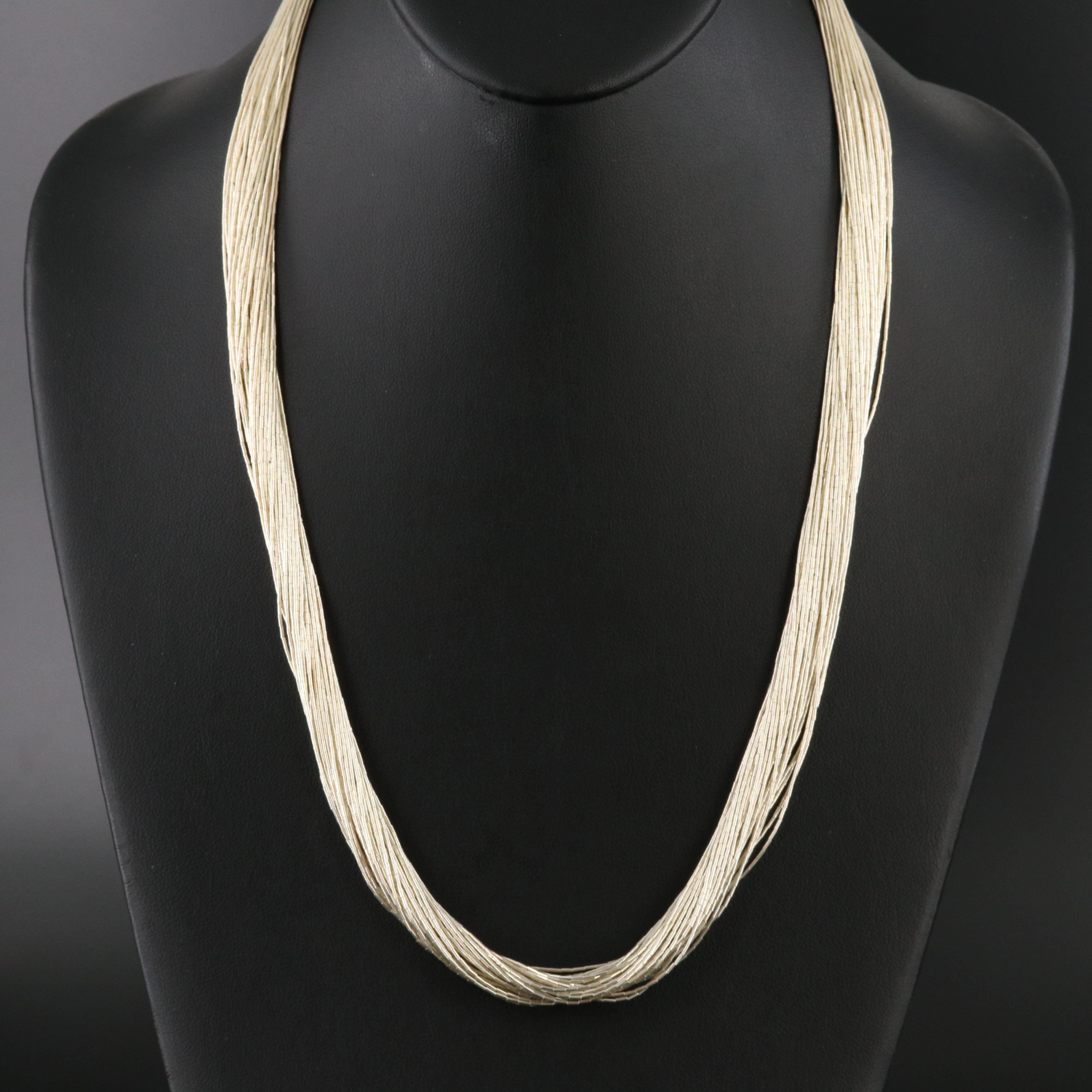 Sterling Liquid Silver Fifty-Strand Necklace