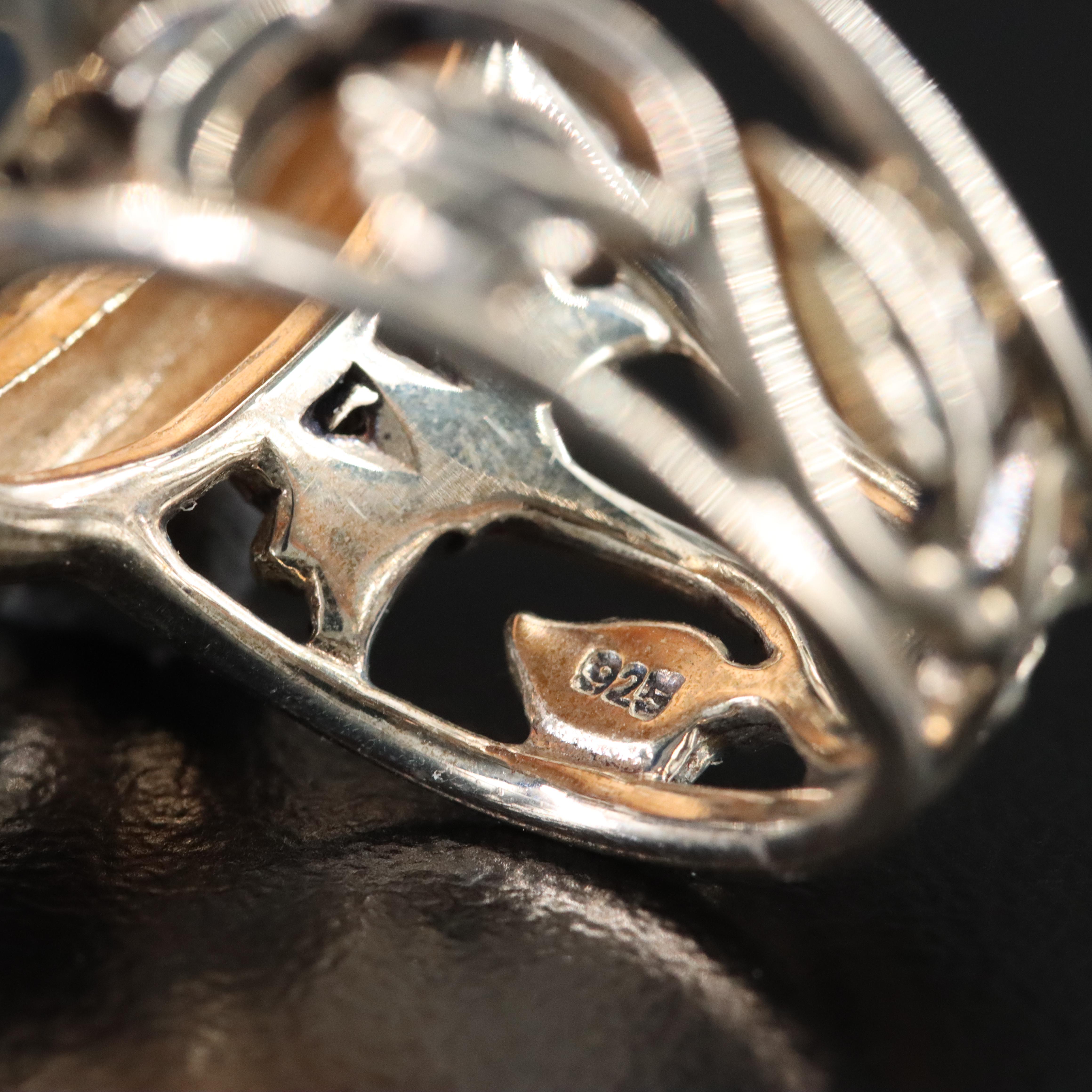 Sterling Quartz Doublet Ring with Bronze Accents Including Peridot and Pearl