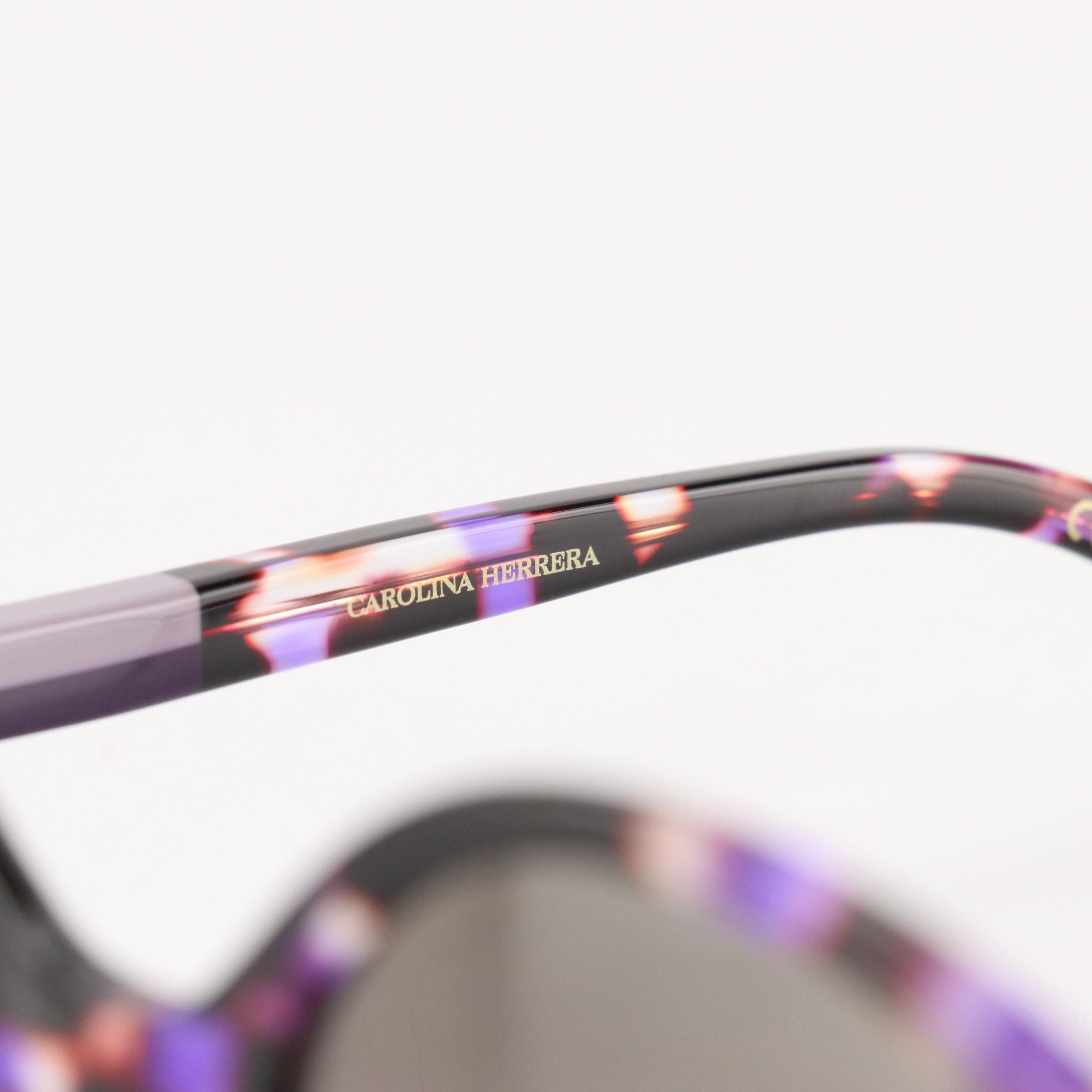 Carolina Herrera HER0177/S Violet Havana Round Oversized Sungalsses with Case