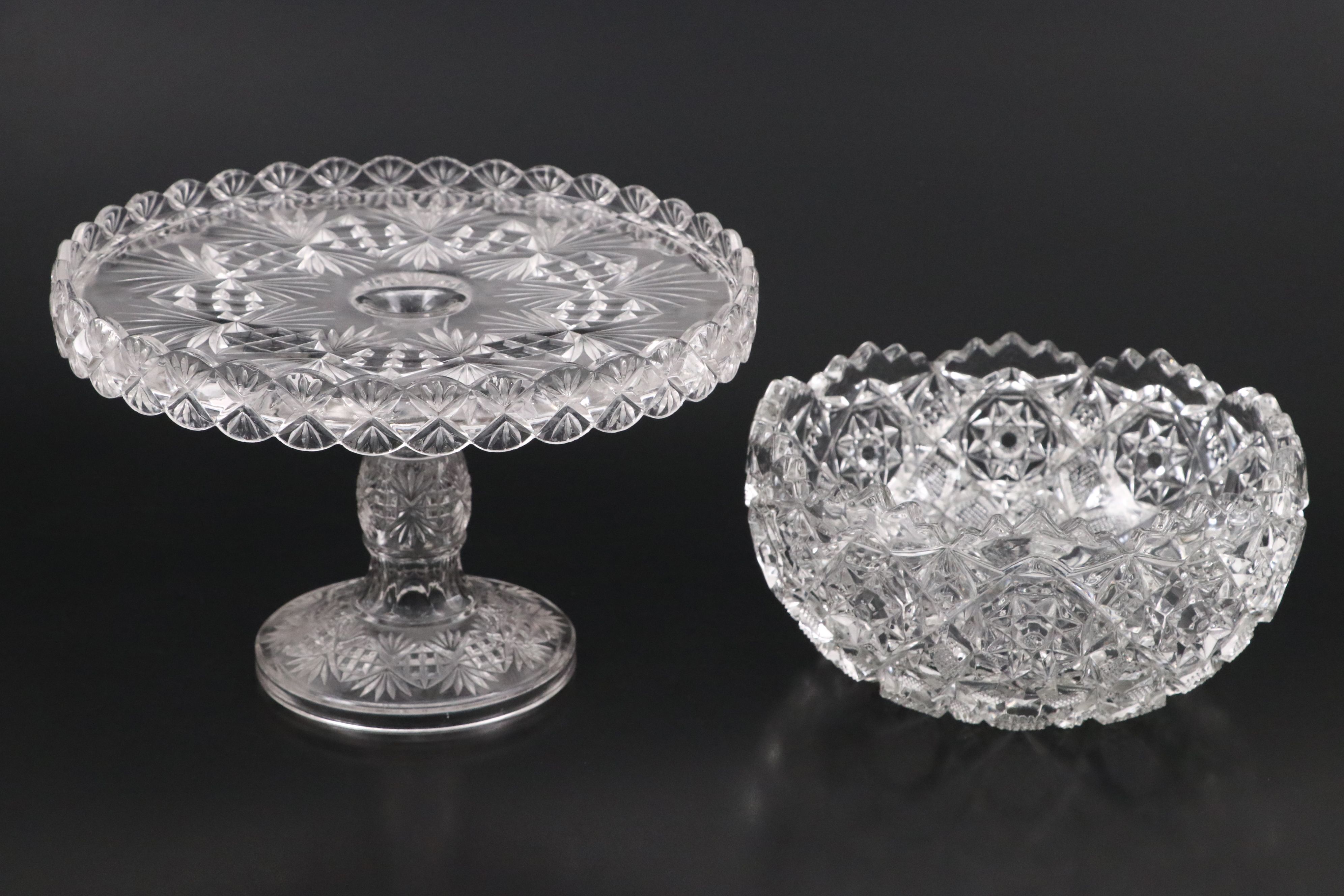 McKee "Aztec" Pitcher with Other EAPG and American Brilliant Cut Tableware