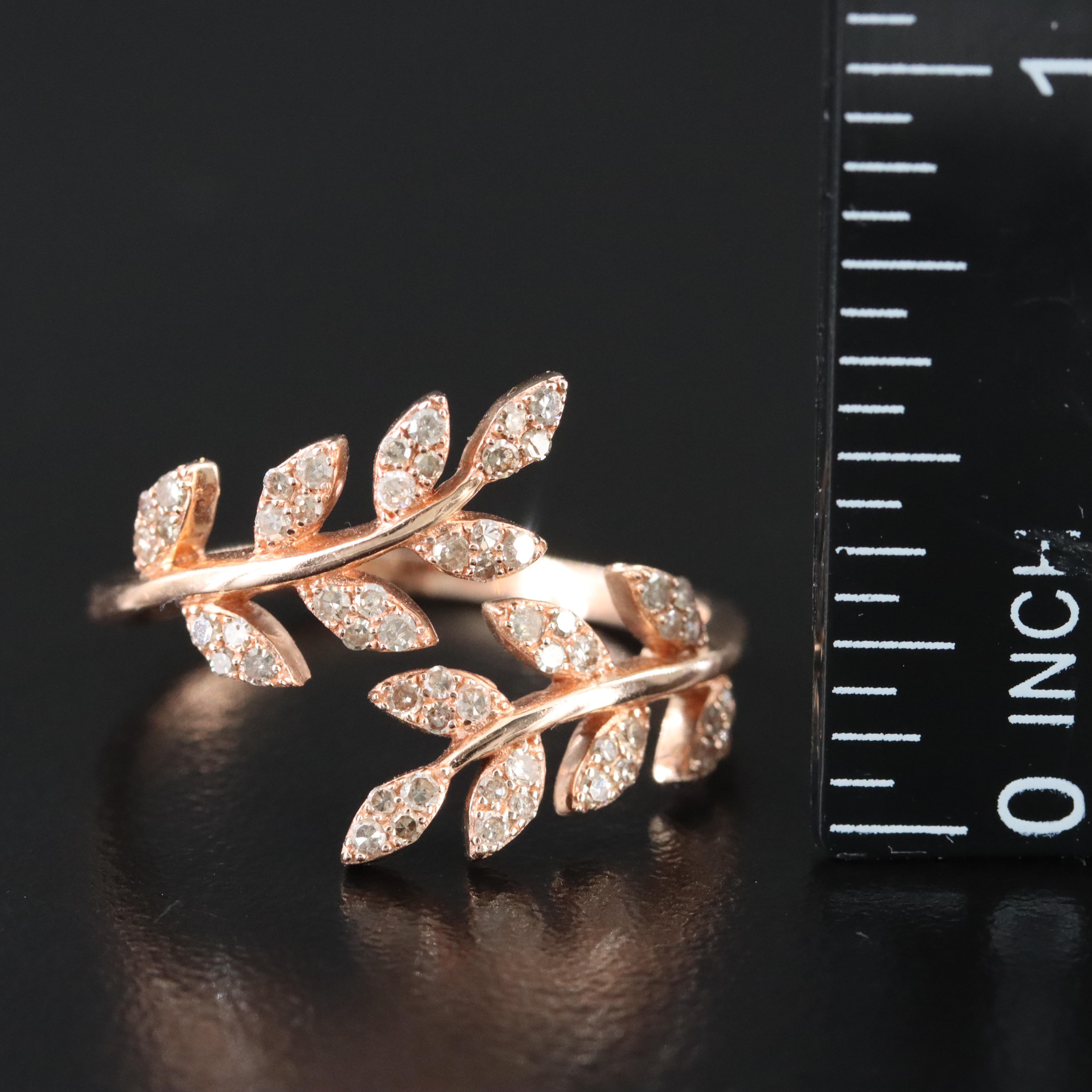 14K 0.39 CTW Diamond Rose Gold Laurel Bypass Ring