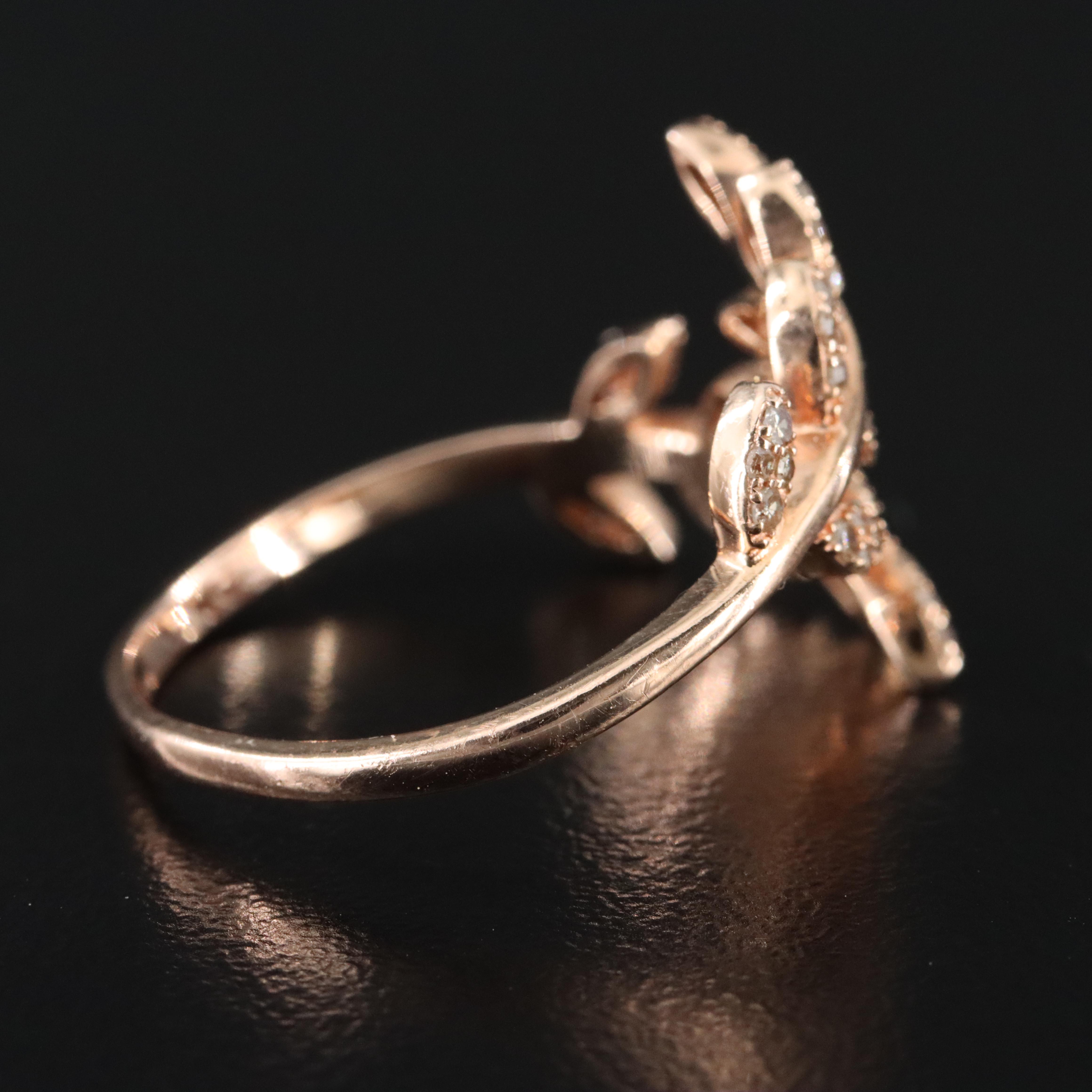 14K 0.39 CTW Diamond Rose Gold Laurel Bypass Ring