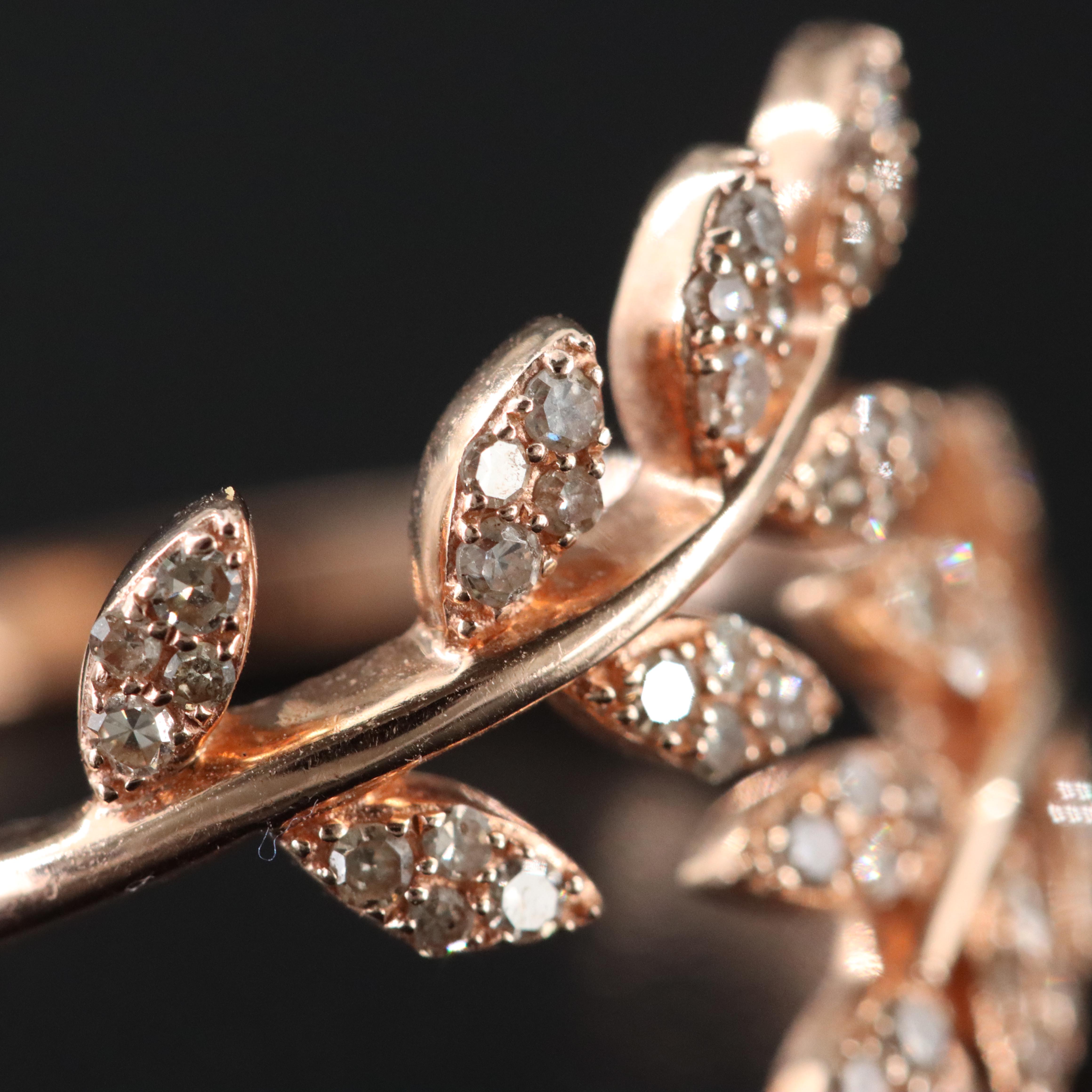 14K 0.39 CTW Diamond Rose Gold Laurel Bypass Ring