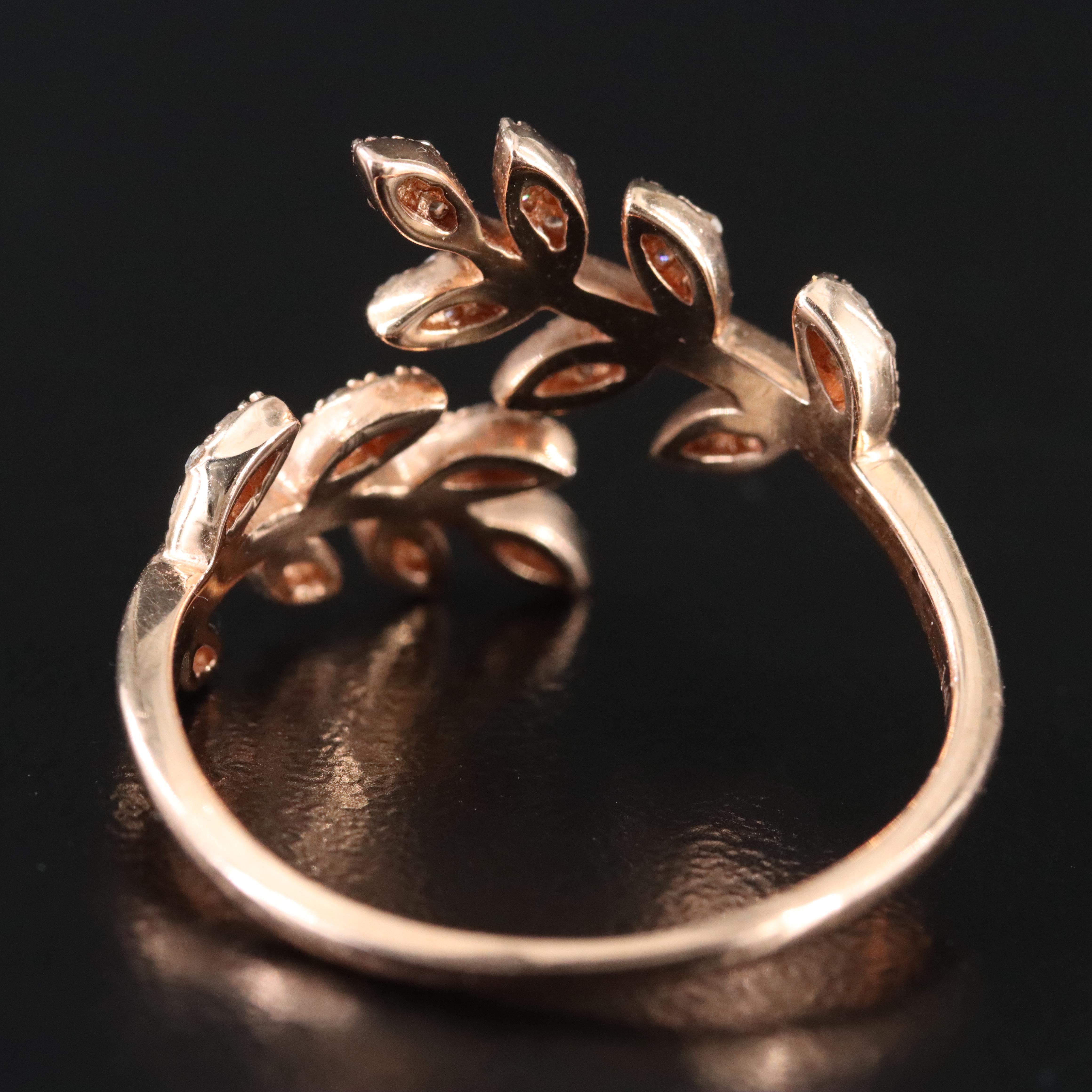 14K 0.39 CTW Diamond Rose Gold Laurel Bypass Ring