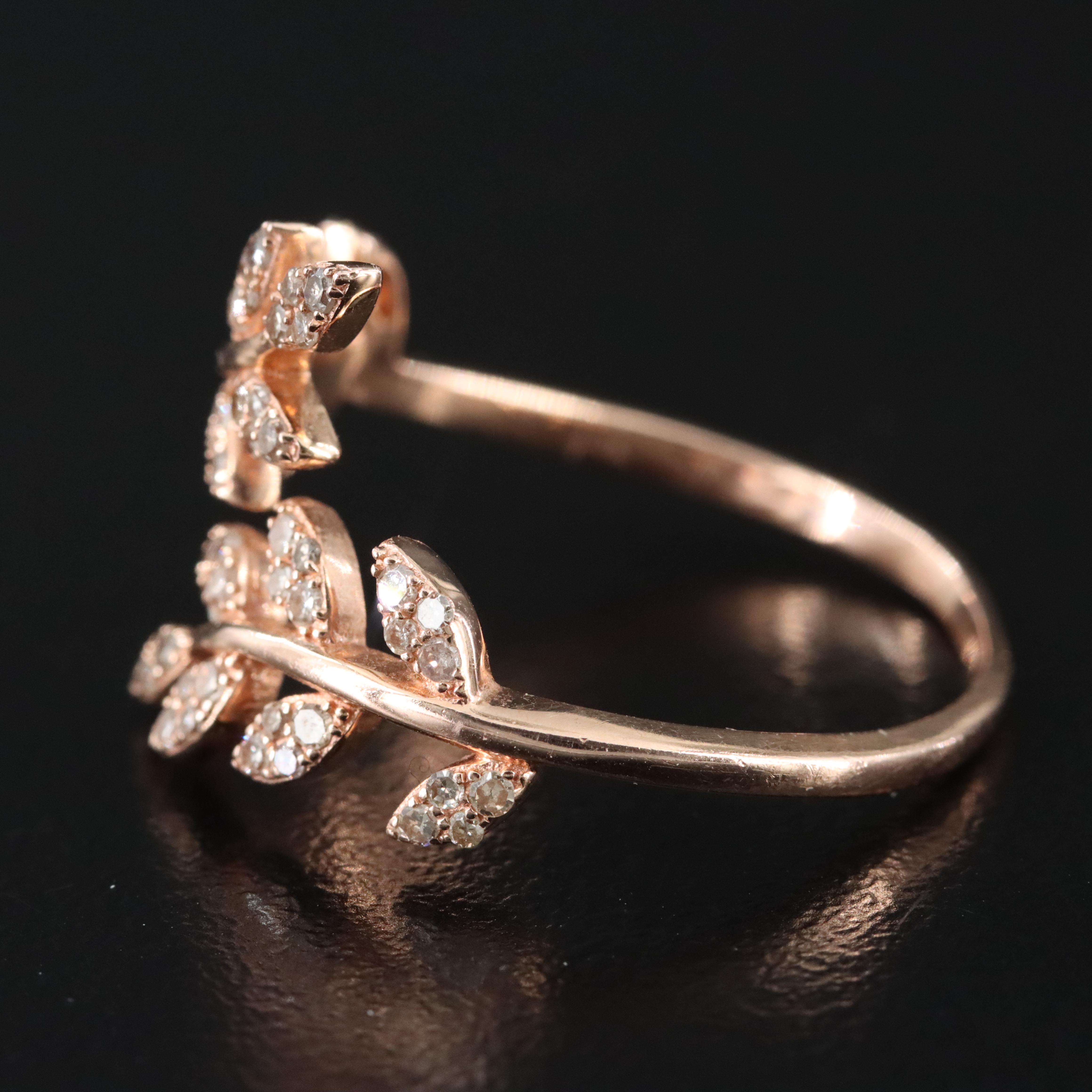 14K 0.39 CTW Diamond Rose Gold Laurel Bypass Ring