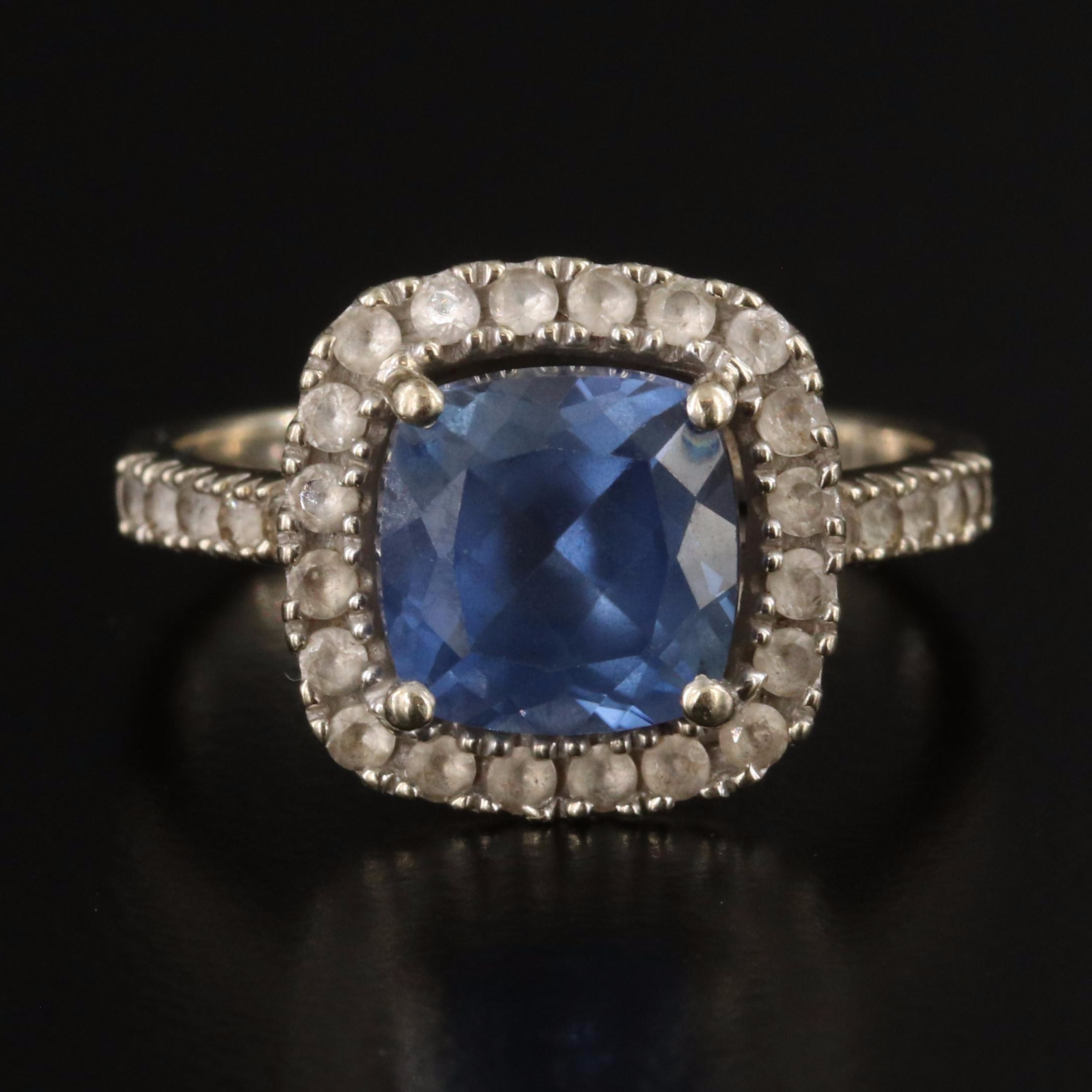 14K Blue and White Sapphire Ring
