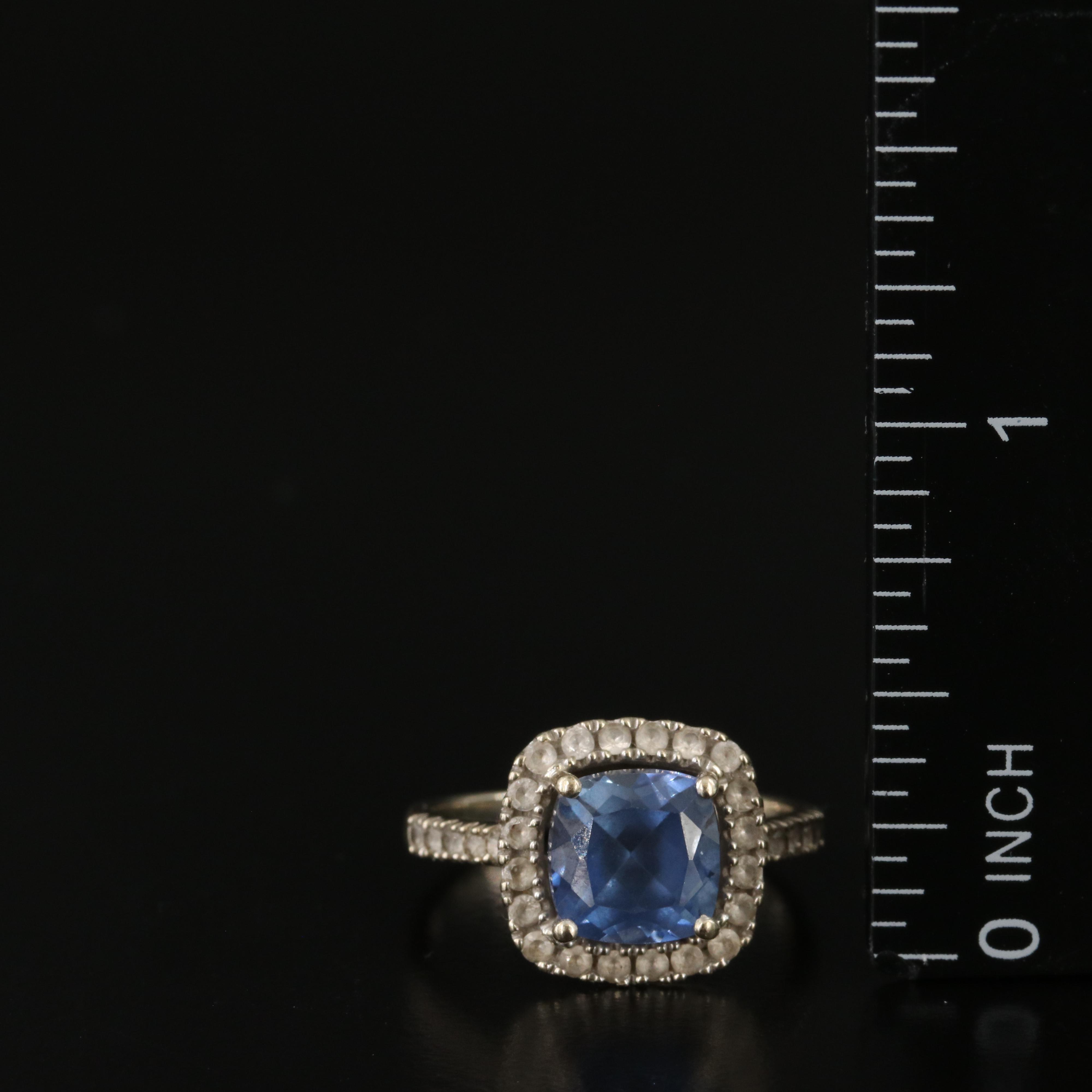 14K Blue and White Sapphire Ring