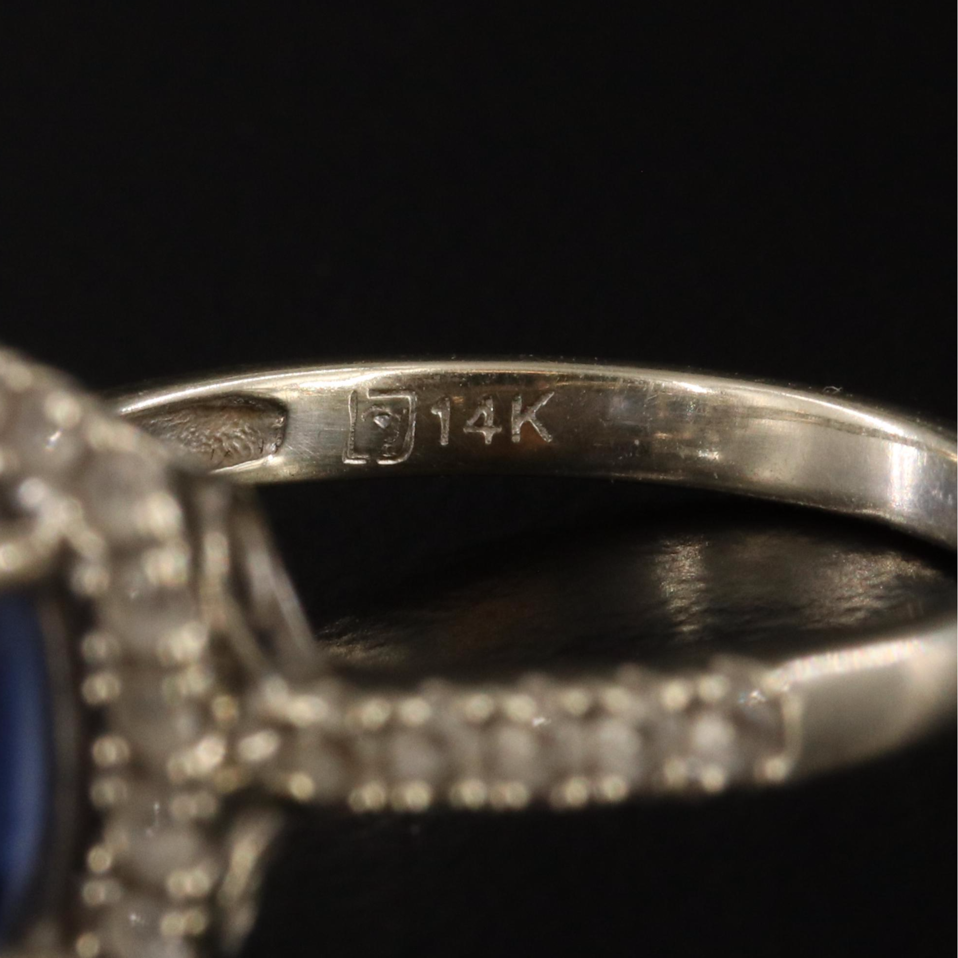 14K Blue and White Sapphire Ring
