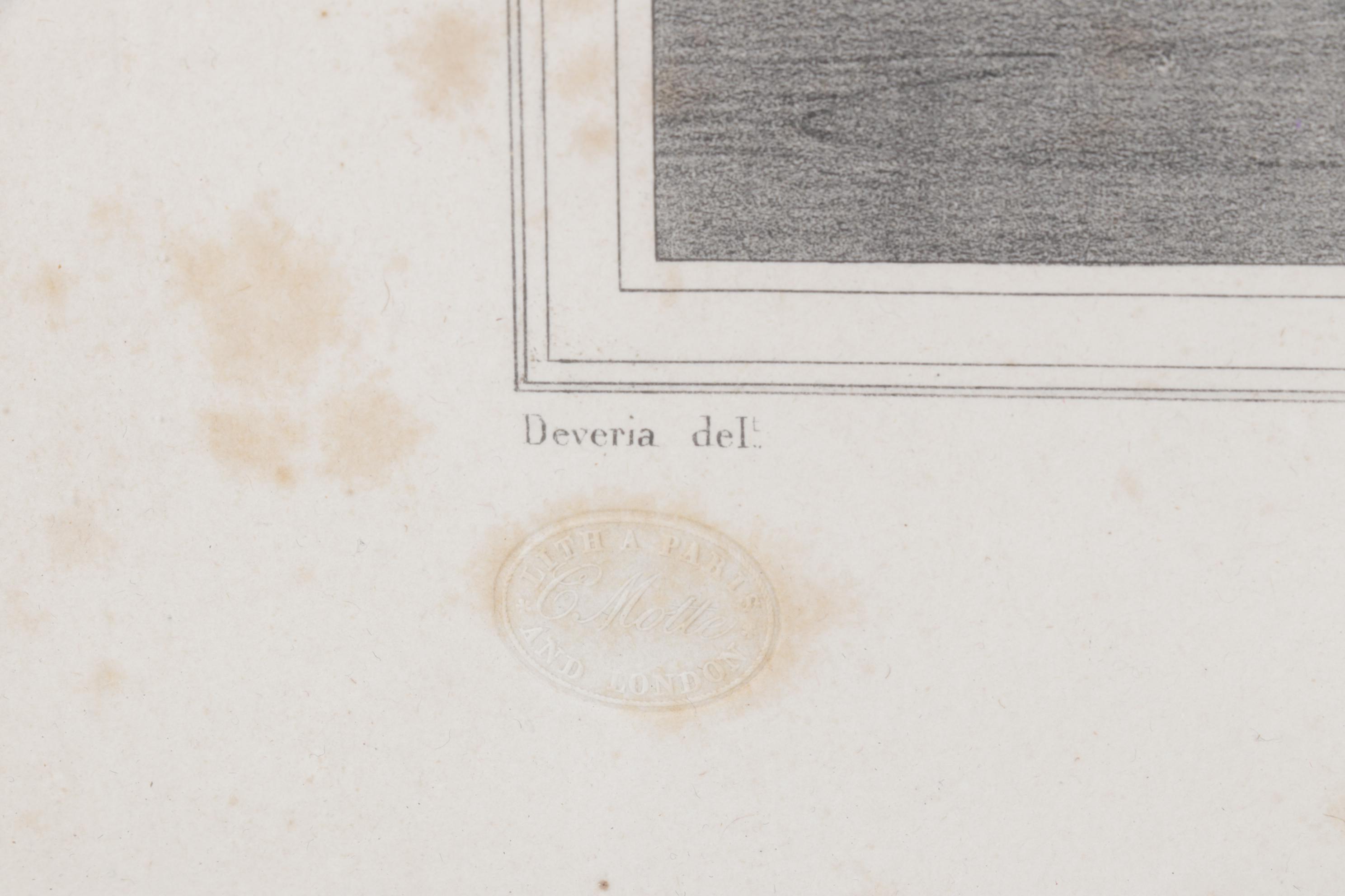 Lithograph Print "Devotion" After Achille Devéria, Mid to Late 19th C.