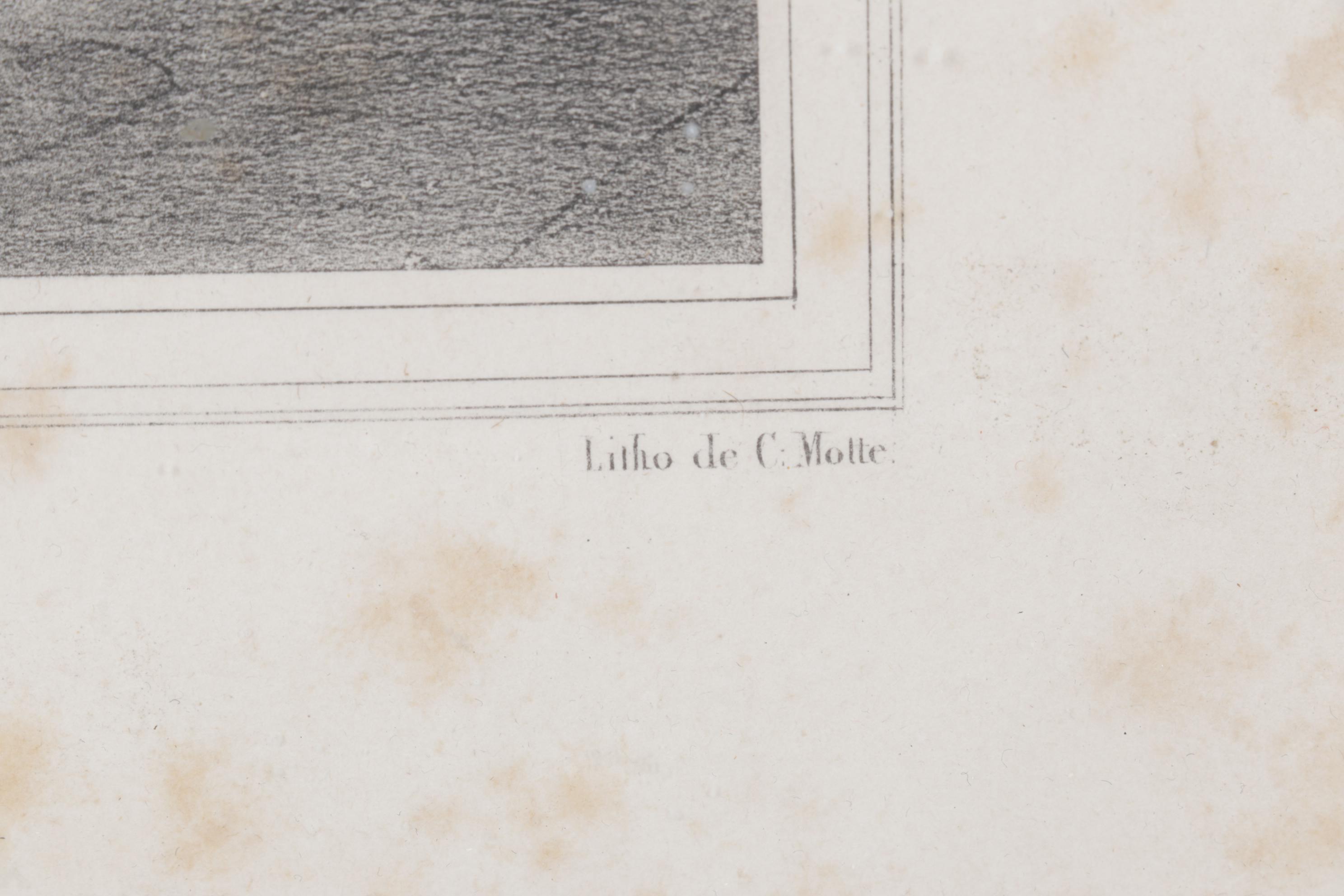 Lithograph Print "Devotion" After Achille Devéria, Mid to Late 19th C.