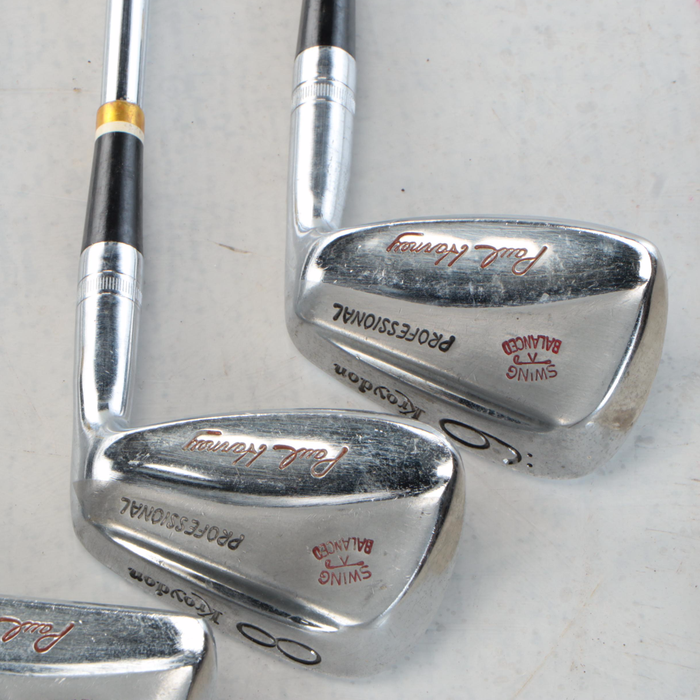 Leather & Canvas Golf Bag, Paul Harney & Wilson Hickory Irons, Persimmon Woods