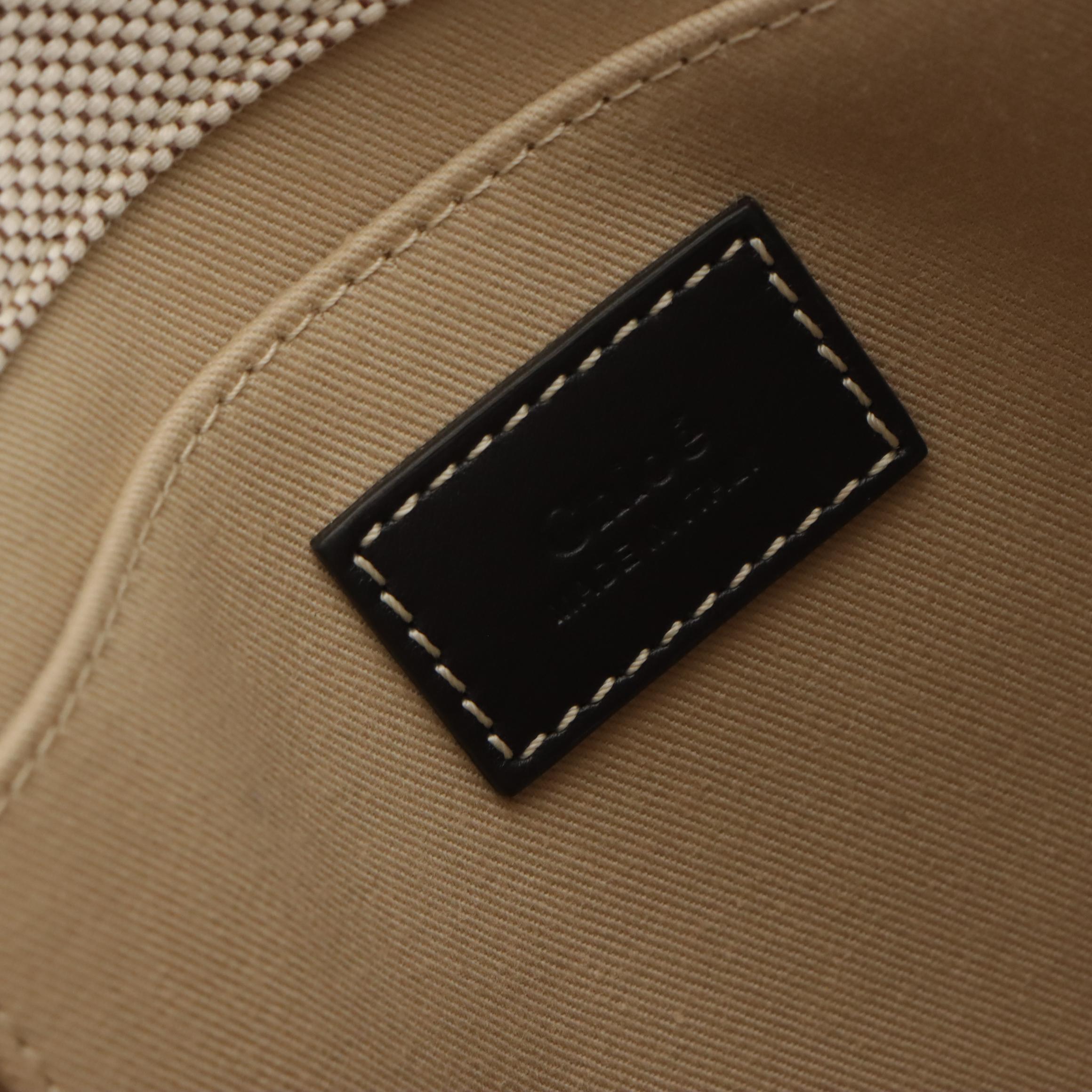 Chloé Small Woody Two-Way Tote in Beige Cotton Canvas and Navy Leather Trim