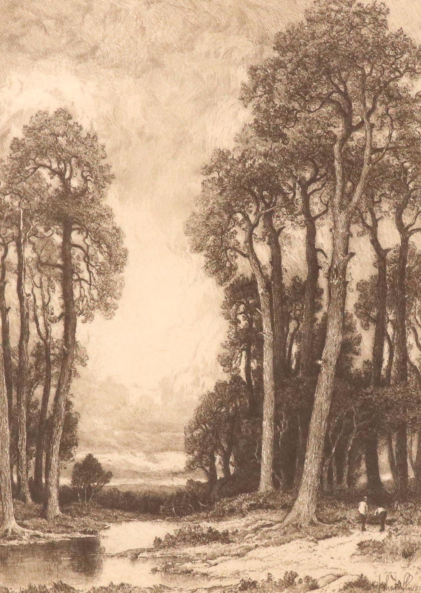 John Fullwood Landscape Etchings "English Pines," Late 19th/Early 20th Century