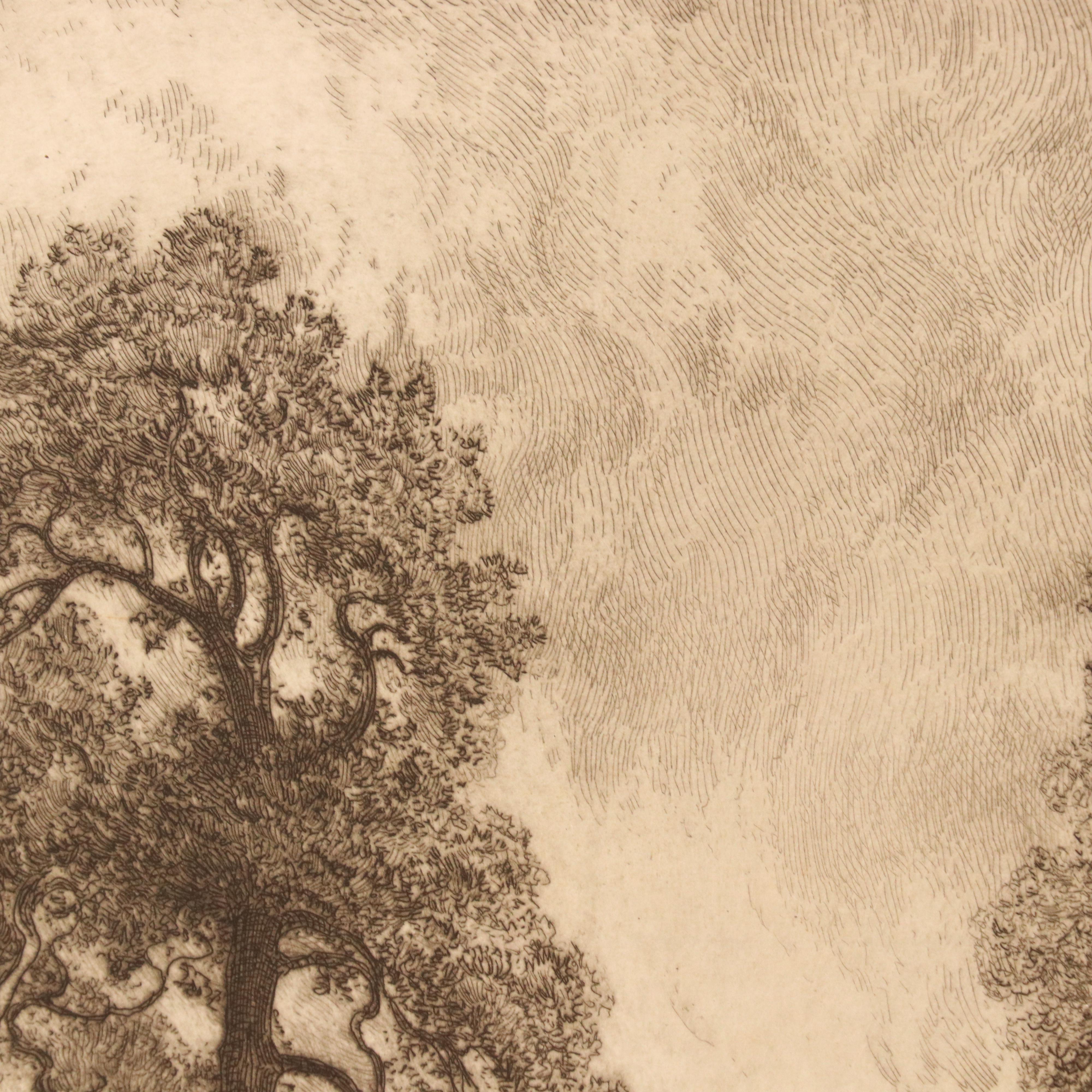 John Fullwood Landscape Etchings "English Pines," Late 19th/Early 20th Century