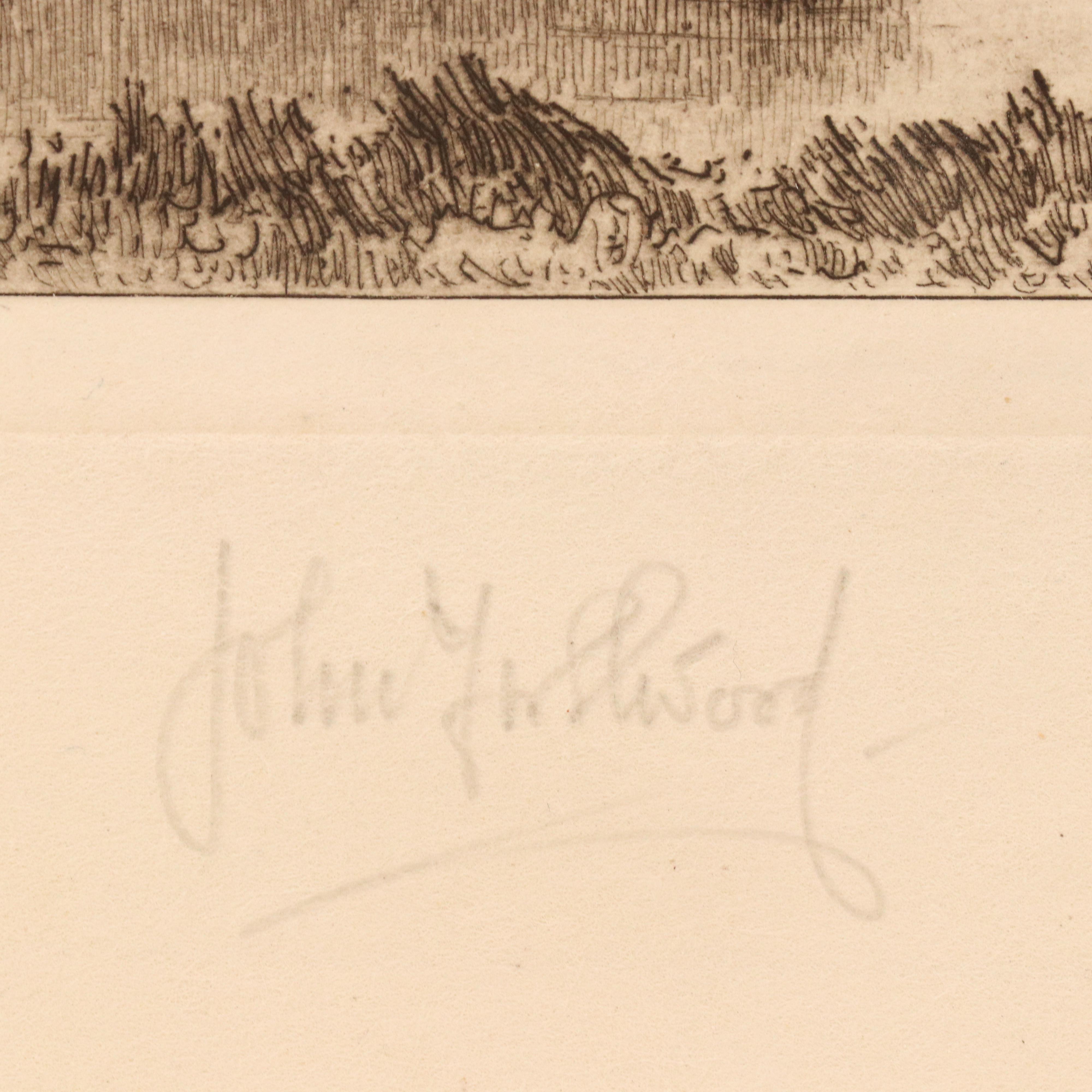 John Fullwood Landscape Etchings "English Pines," Late 19th/Early 20th Century