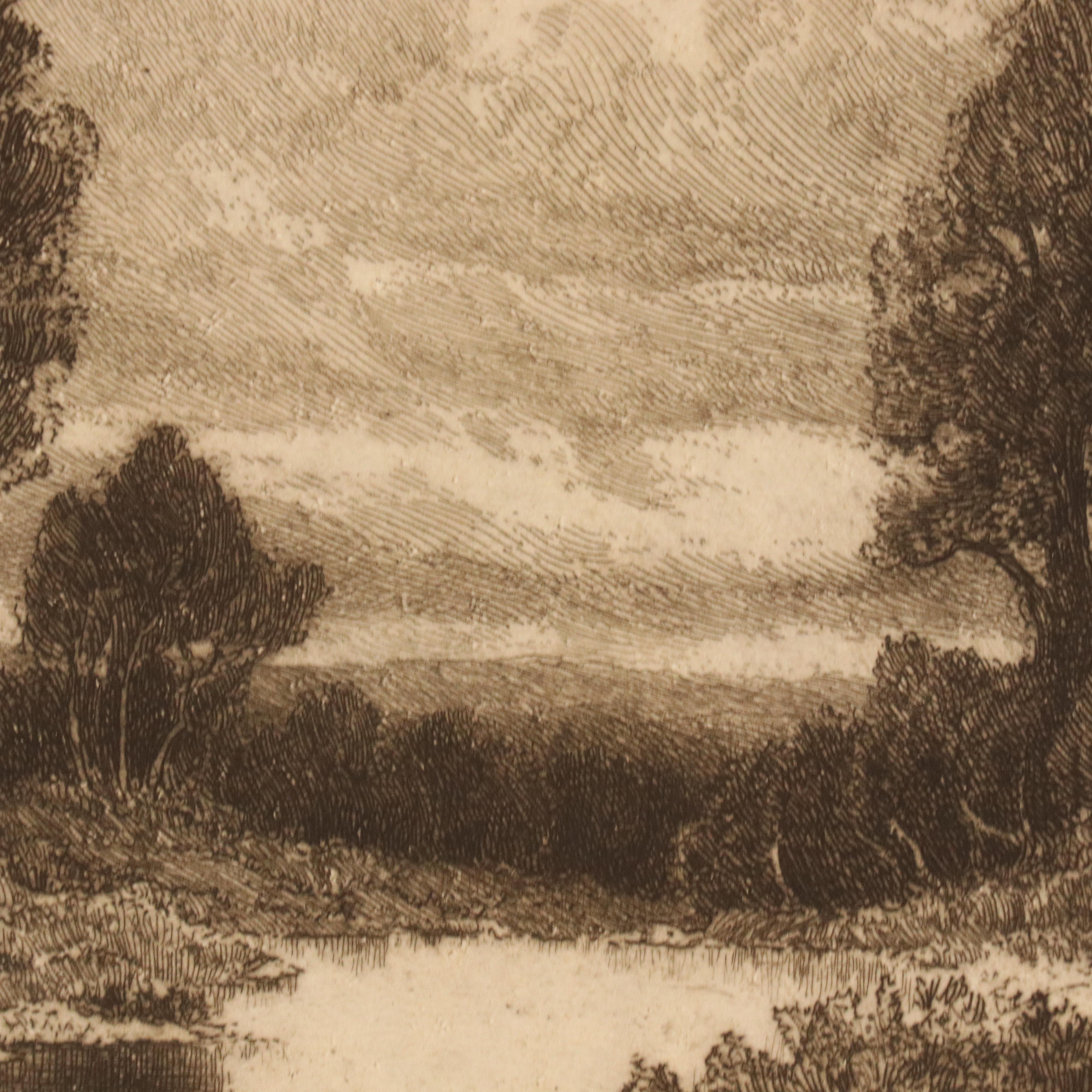 John Fullwood Landscape Etchings "English Pines," Late 19th/Early 20th Century