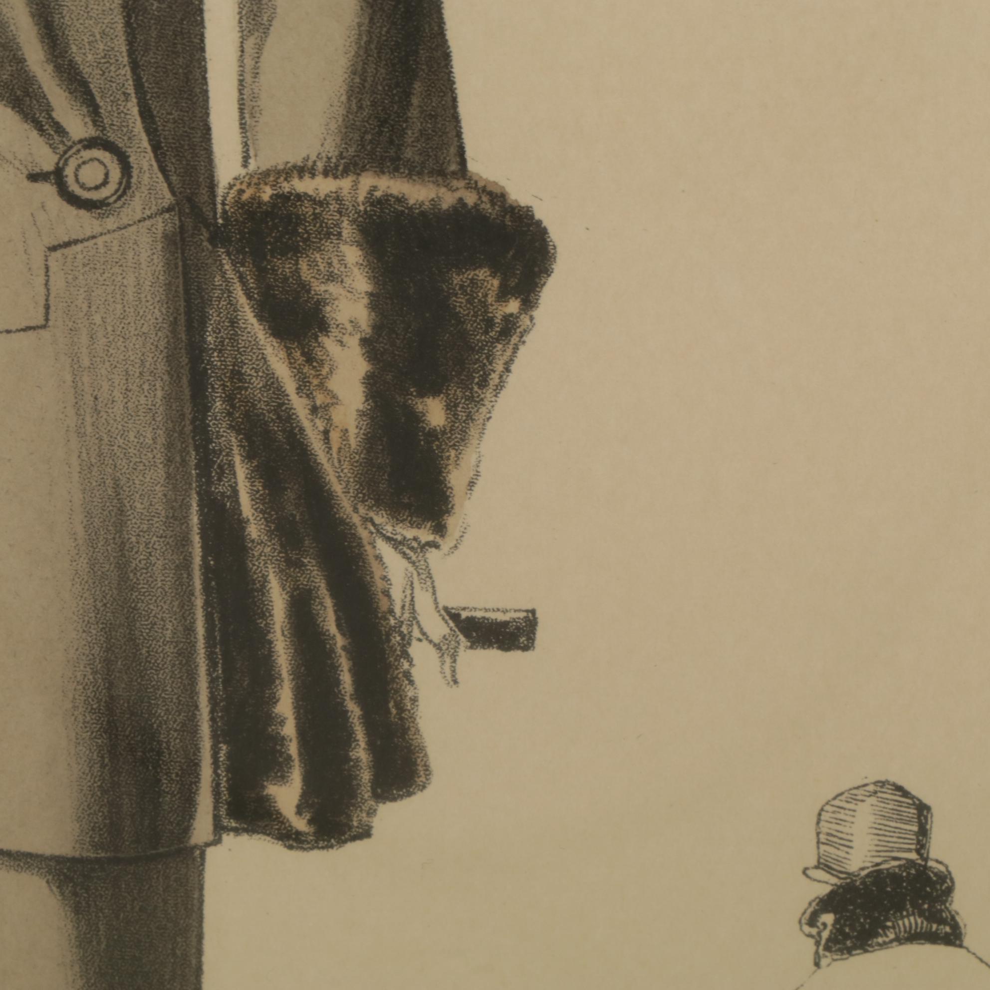 French Fashion Look Hand-Colored Lithograph from "Beaux-Arts des Modes", 1920s