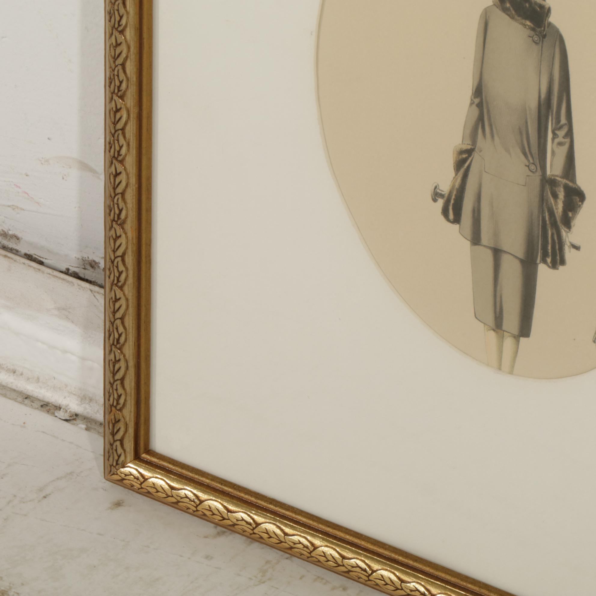 French Fashion Look Hand-Colored Lithograph from "Beaux-Arts des Modes", 1920s