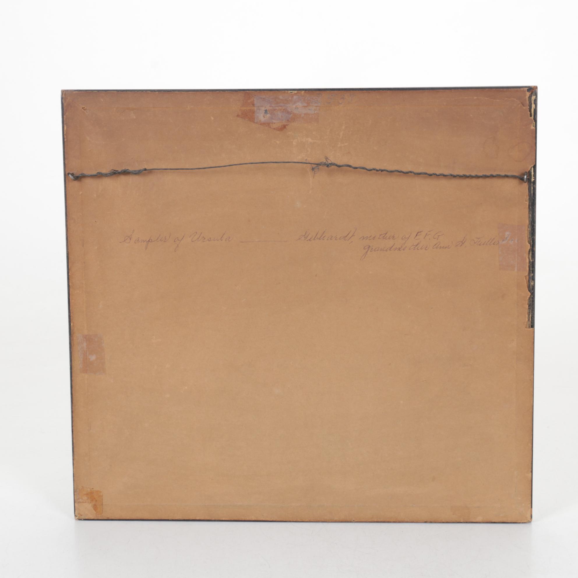 Framed Cross-Stitch Sampler, Vintage