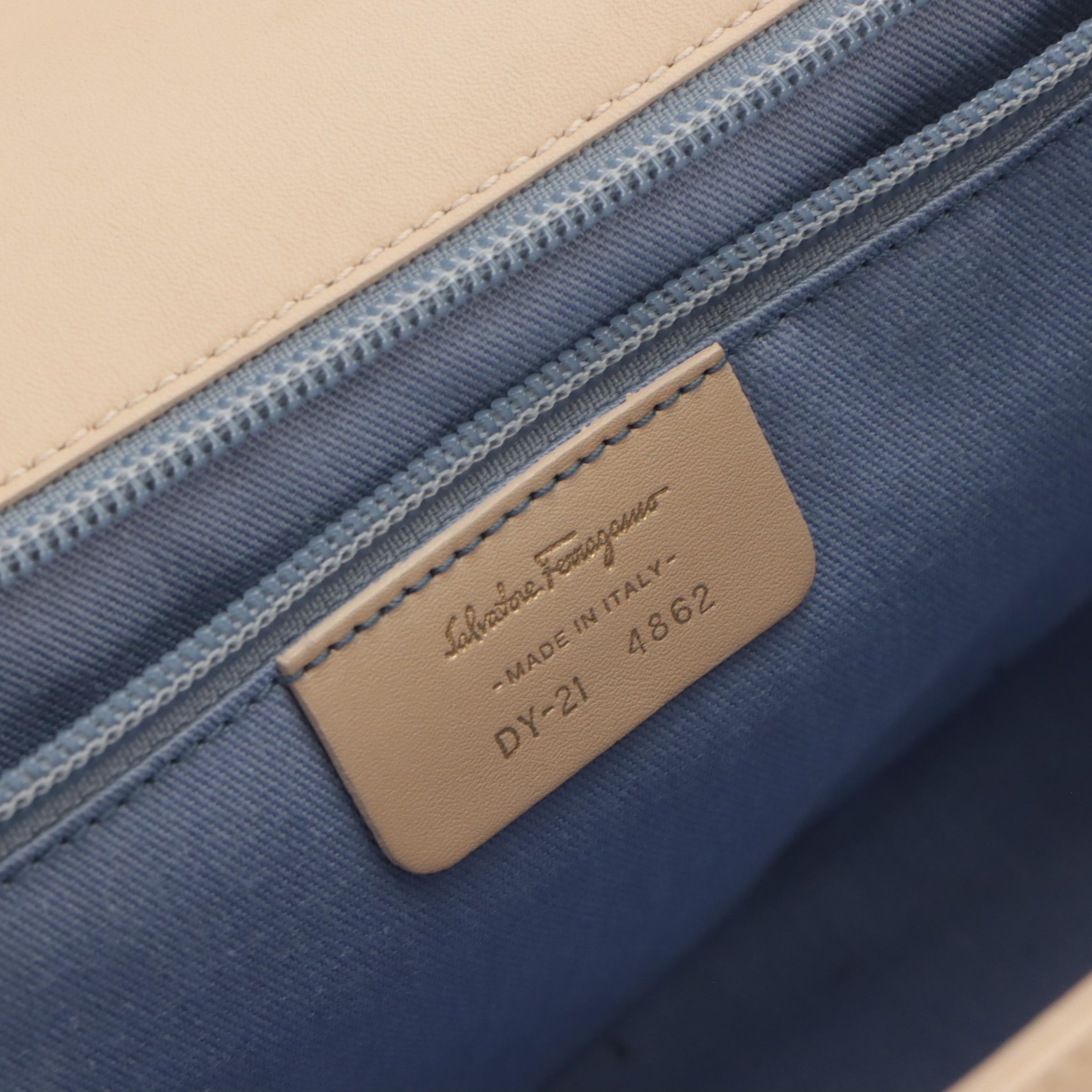 Salvatore Ferragamo Belted Gancini Flap Shoulder Bag in Alabaster Calf Leather