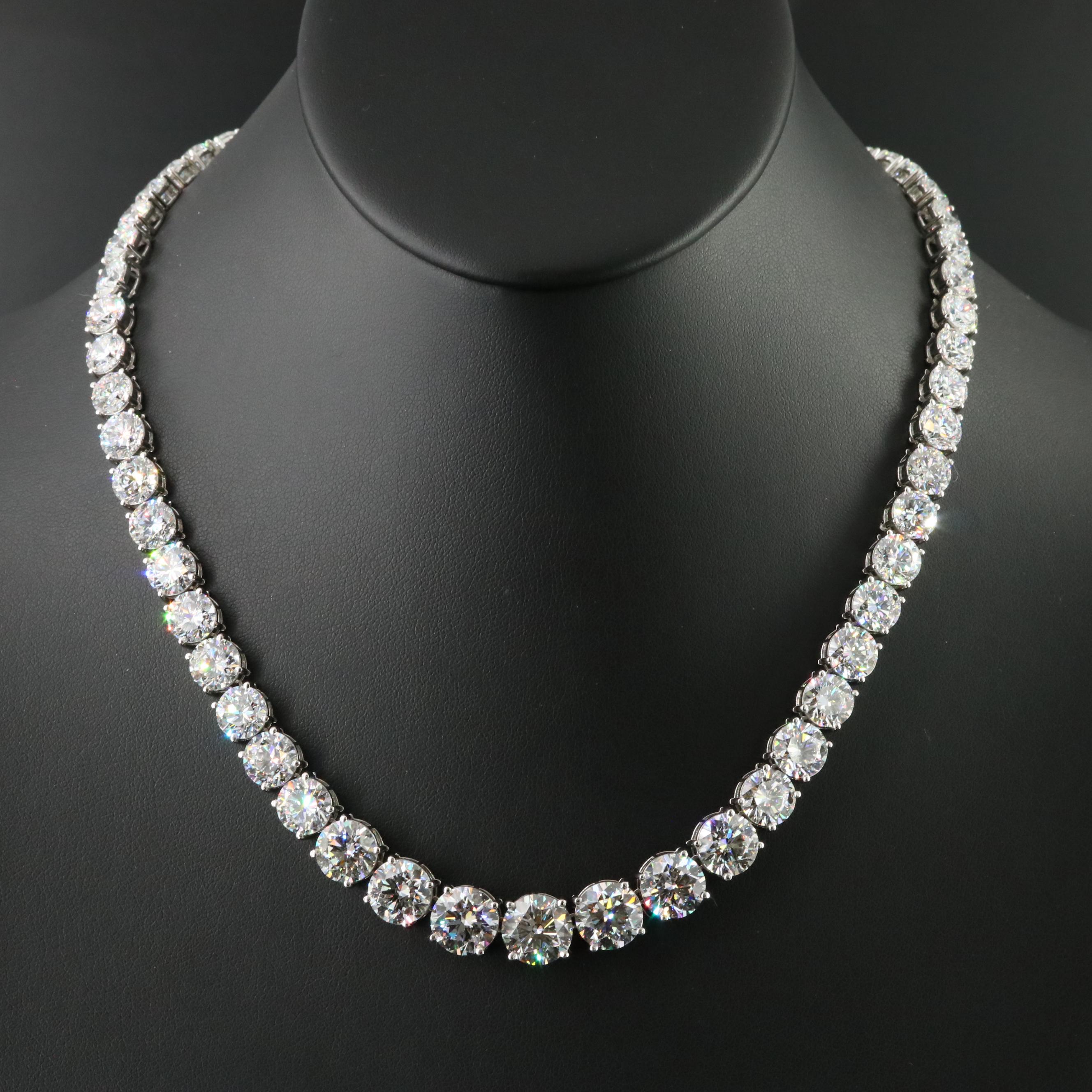 Platinum 92.71 CTW Lab Grown Diamond Riviera Necklace with IGI Report