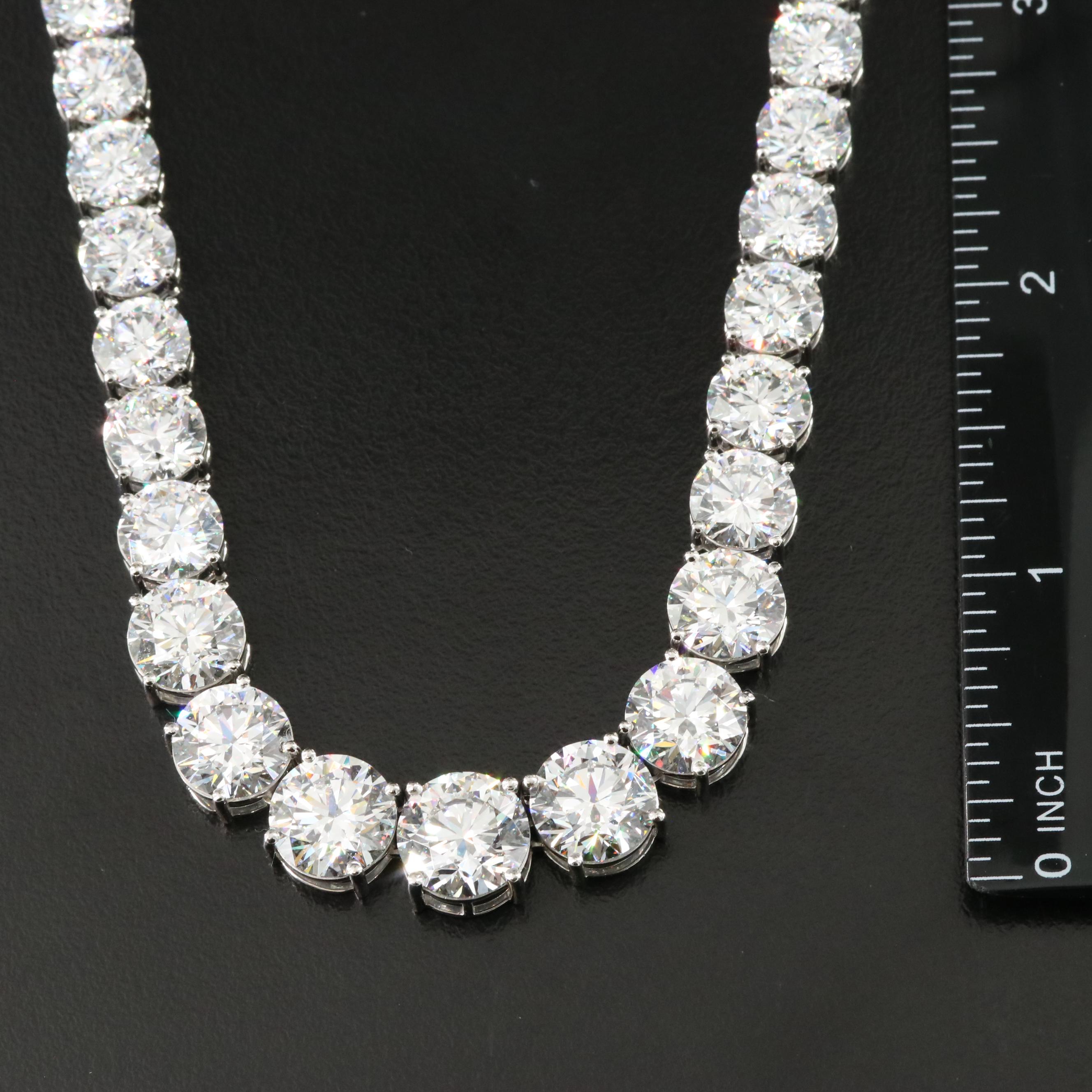 Platinum 92.71 CTW Lab Grown Diamond Riviera Necklace with IGI Report
