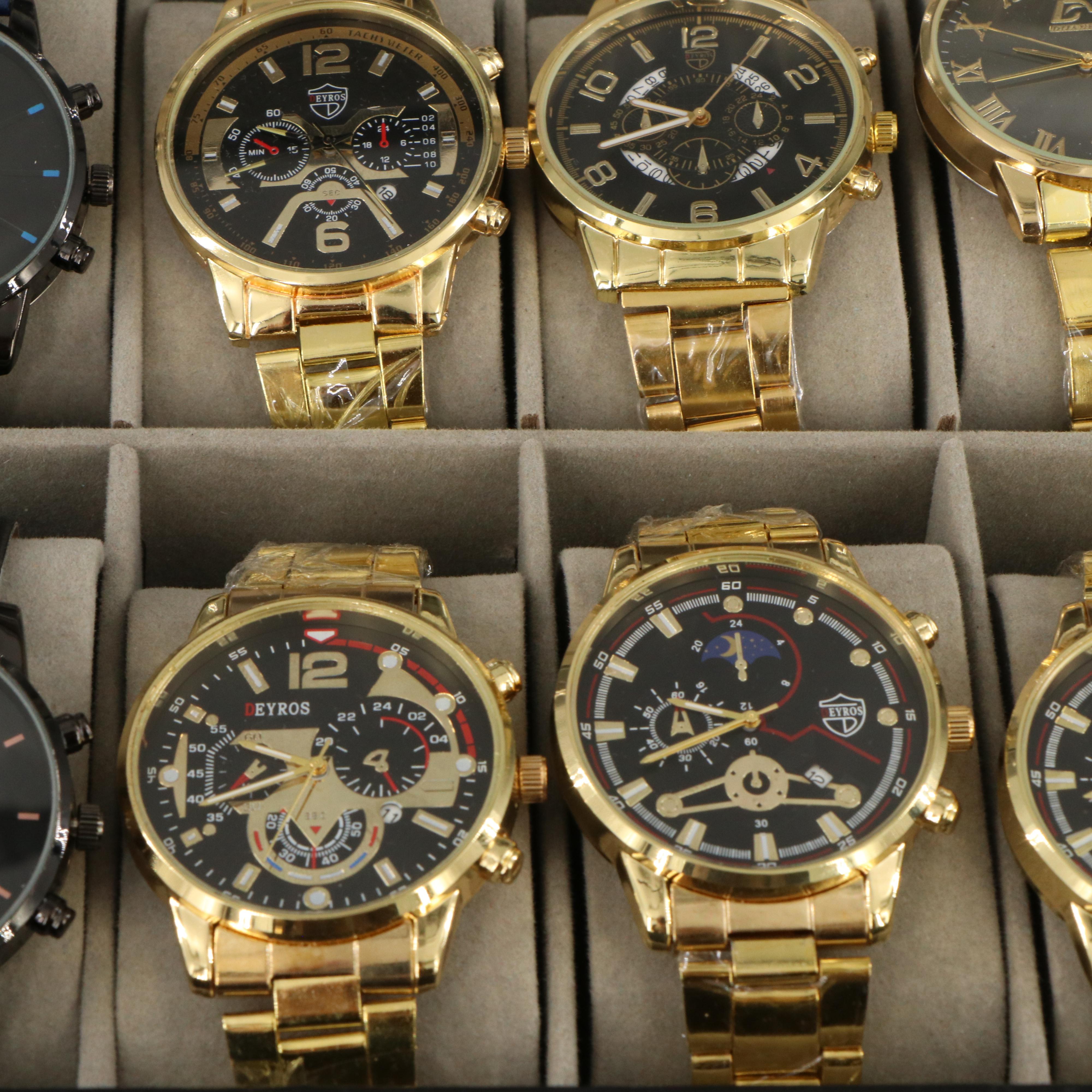 Collection of Quartz Wristwatches Featuring Geneva with Jewelry and Coins