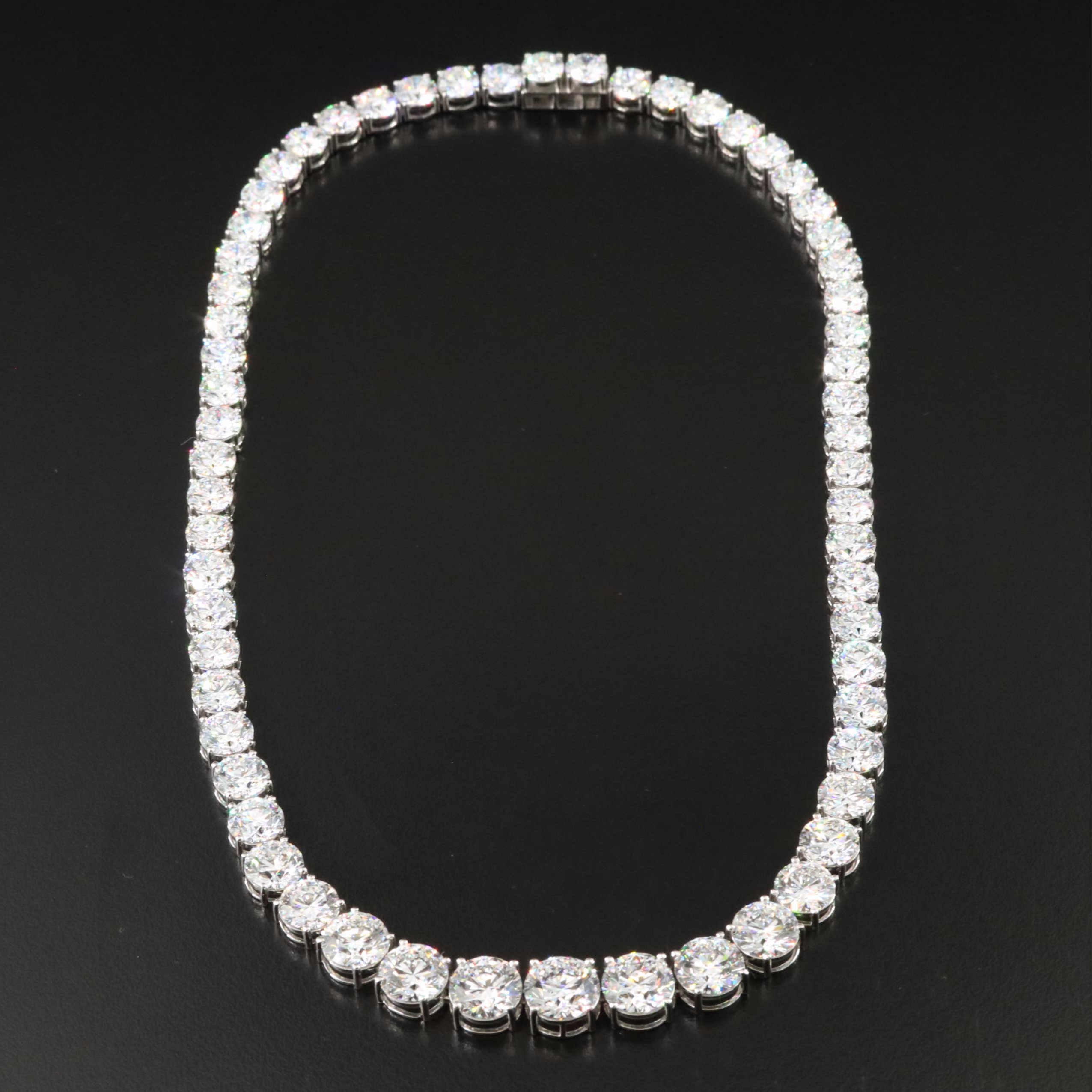 Platinum 92.71 CTW Lab Grown Diamond Riviera Necklace with IGI Report