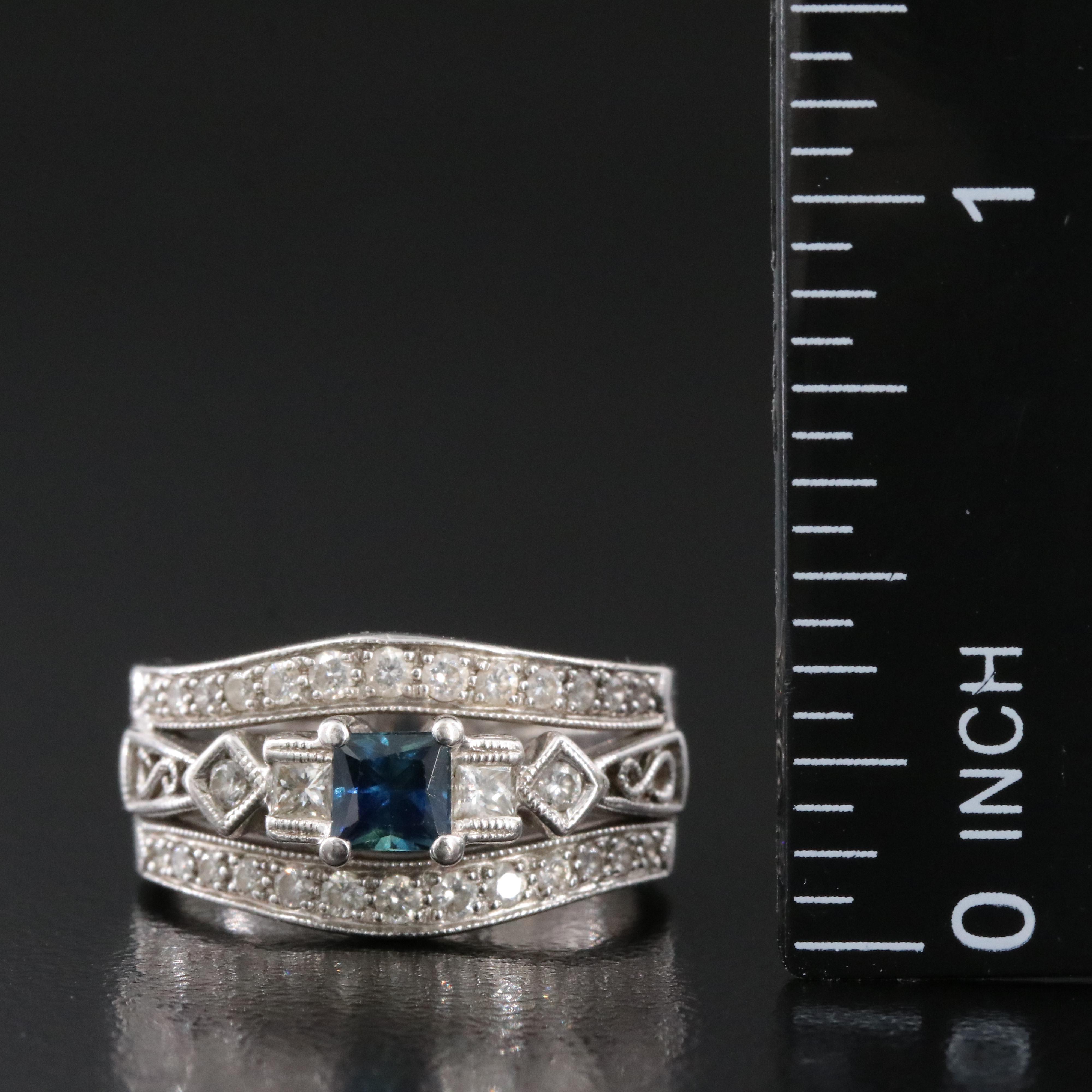 14K Sapphire and Diamond Soldered Ring Trio
