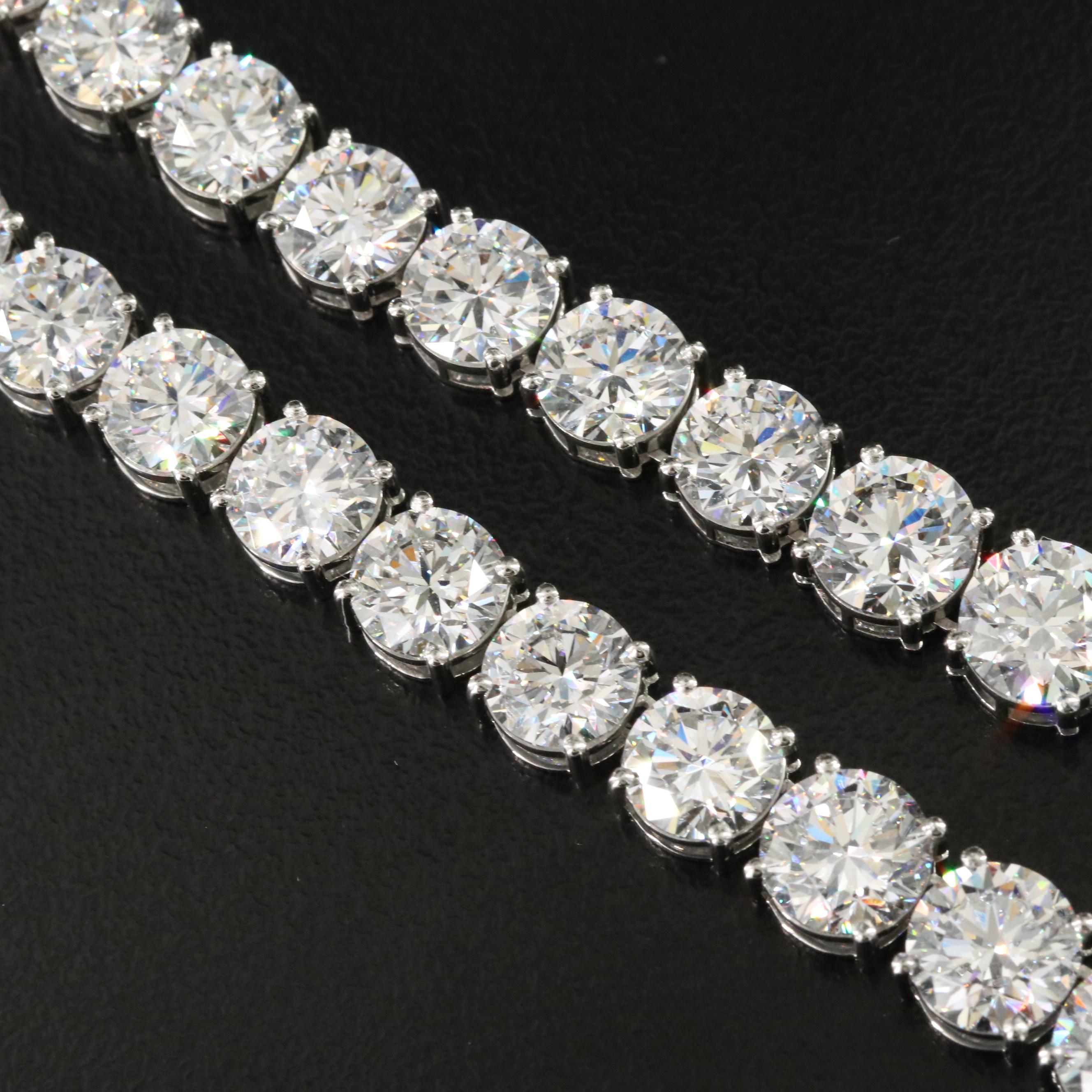 Platinum 92.71 CTW Lab Grown Diamond Riviera Necklace with IGI Report