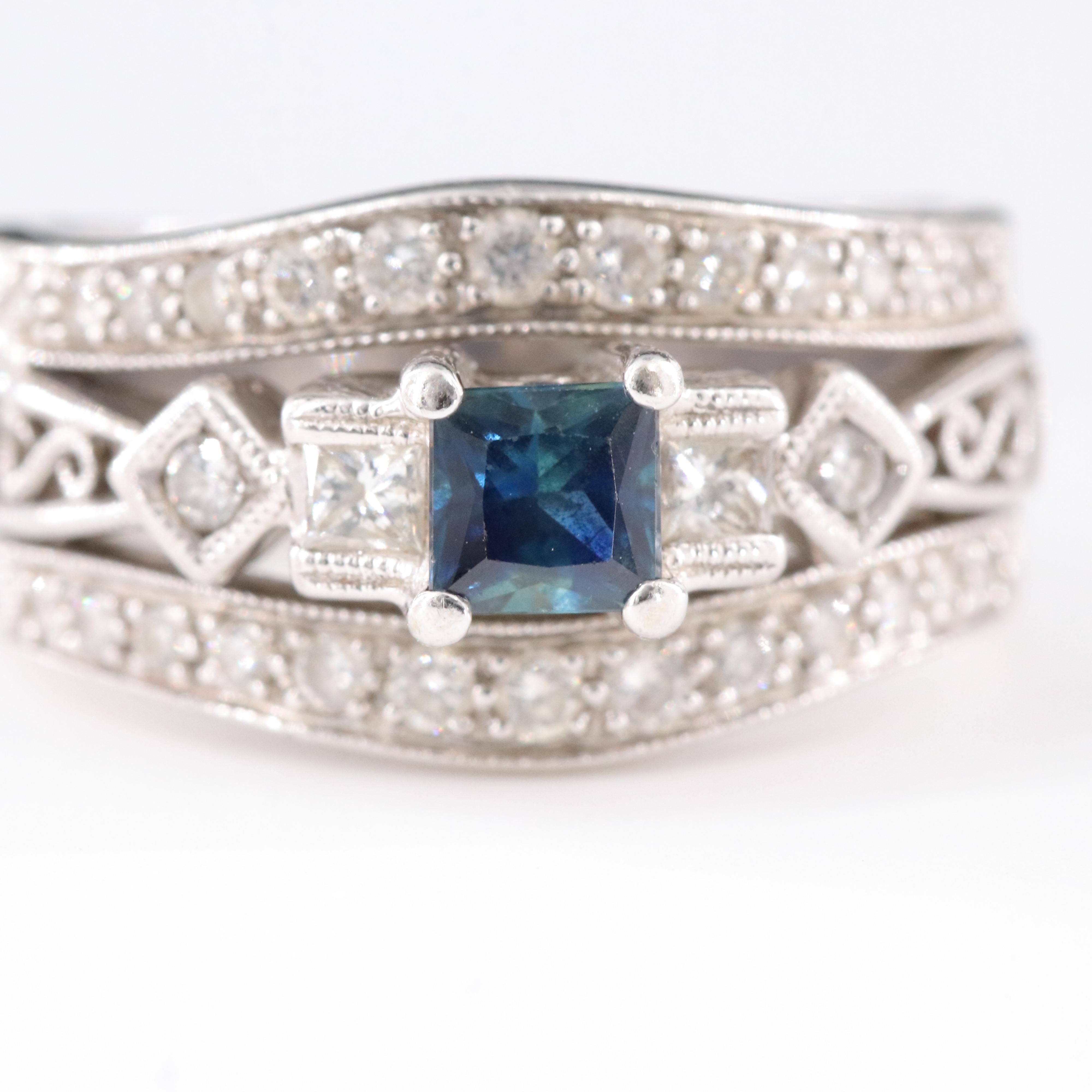 14K Sapphire and Diamond Soldered Ring Trio