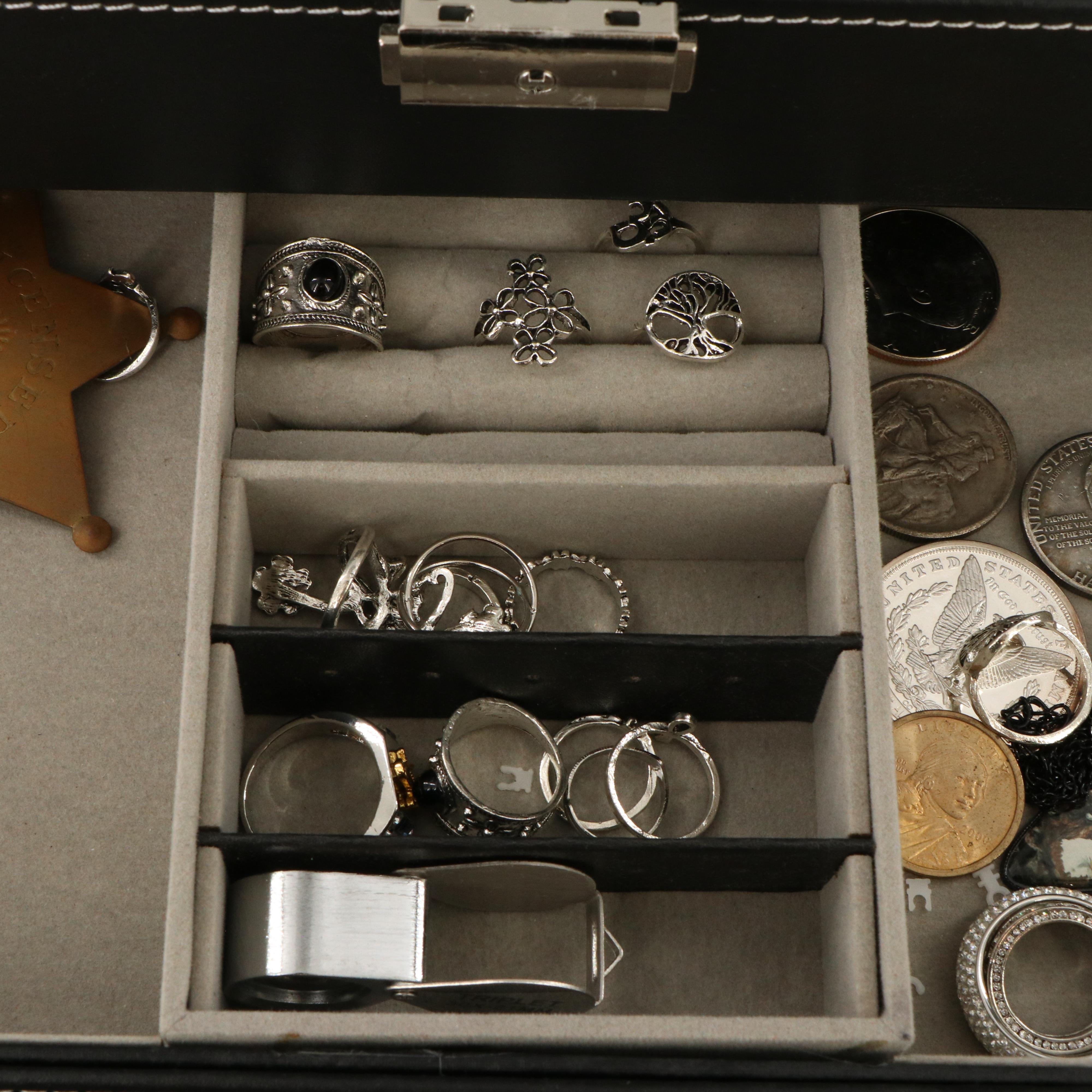 Collection of Quartz Wristwatches Featuring Geneva with Jewelry and Coins