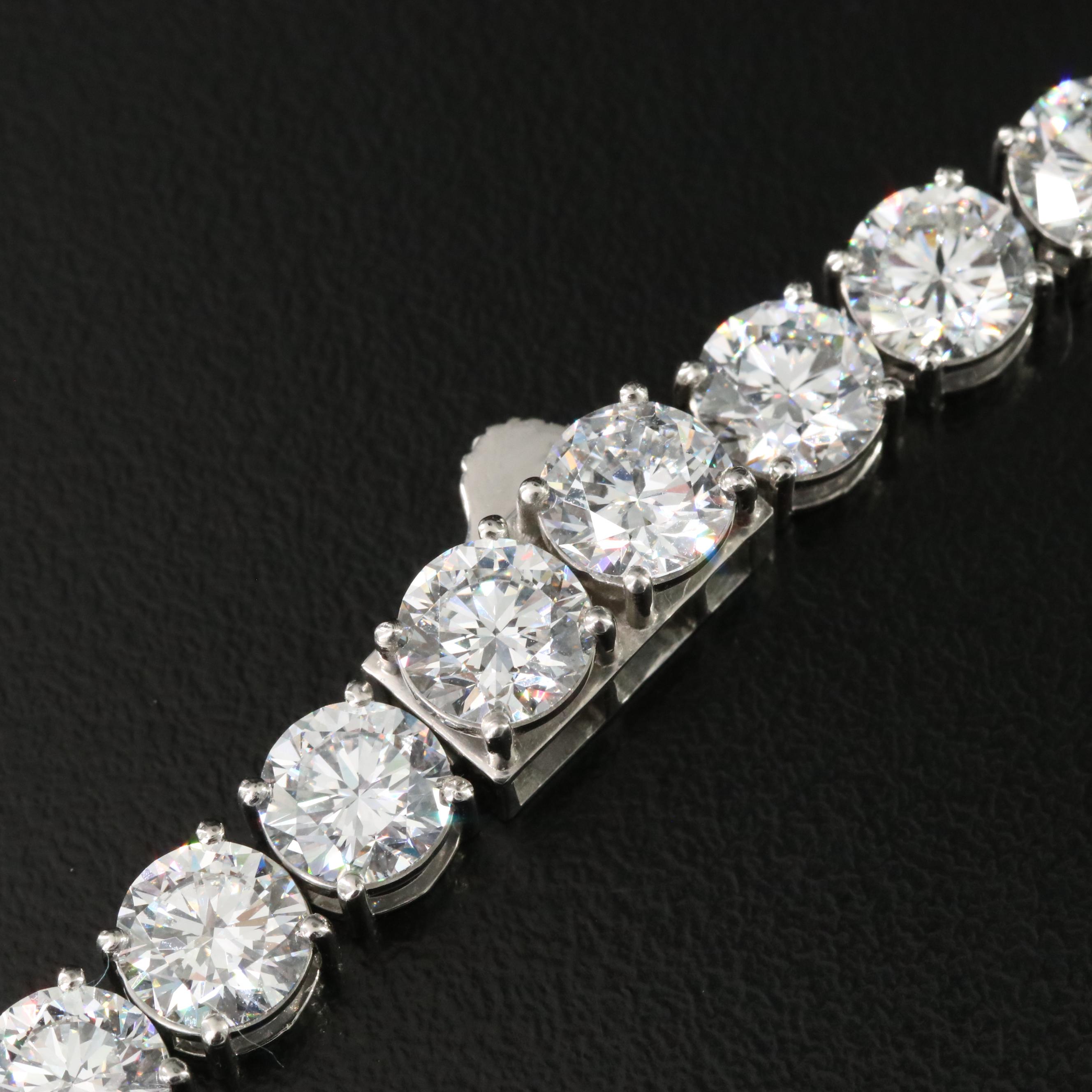 Platinum 92.71 CTW Lab Grown Diamond Riviera Necklace with IGI Report