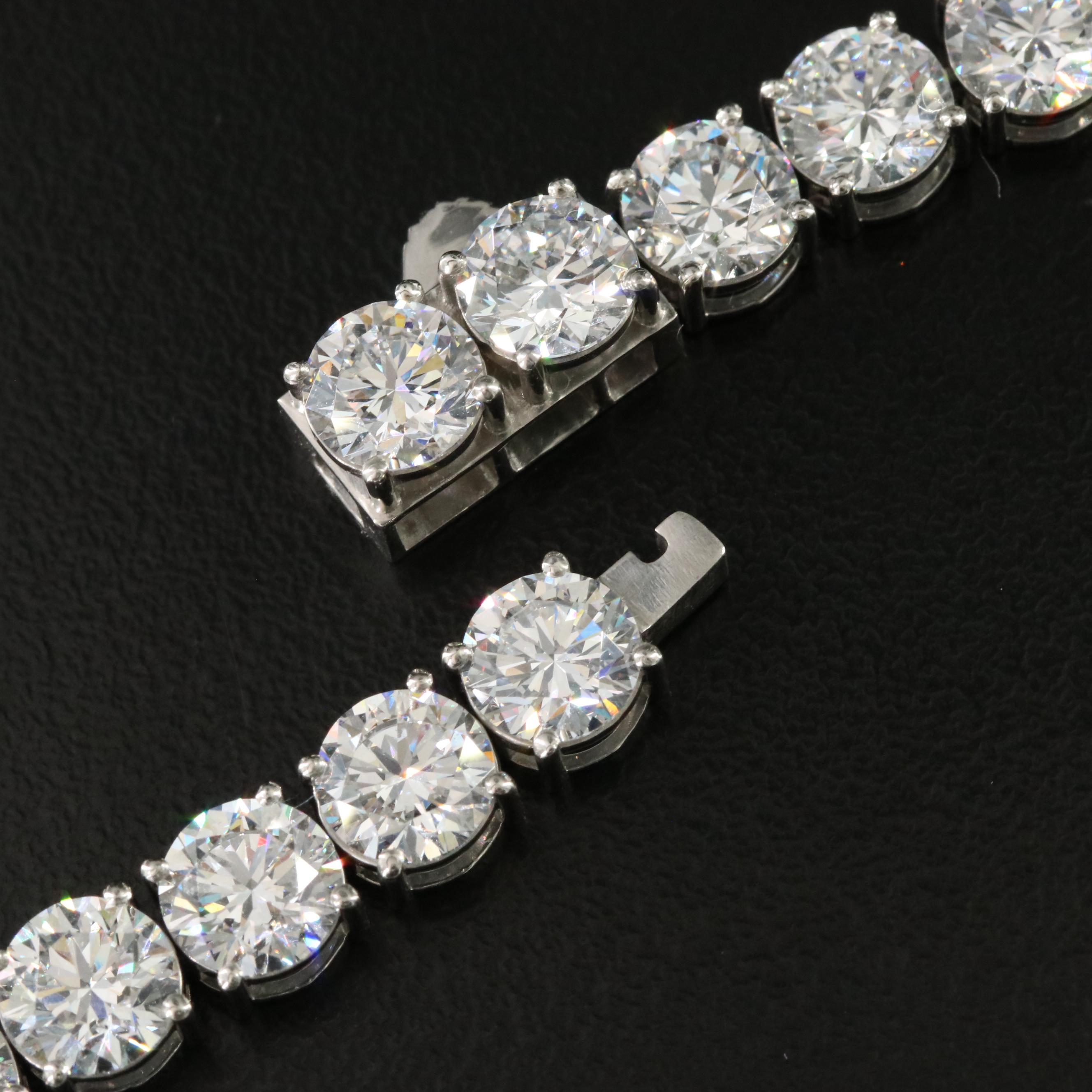 Platinum 92.71 CTW Lab Grown Diamond Riviera Necklace with IGI Report