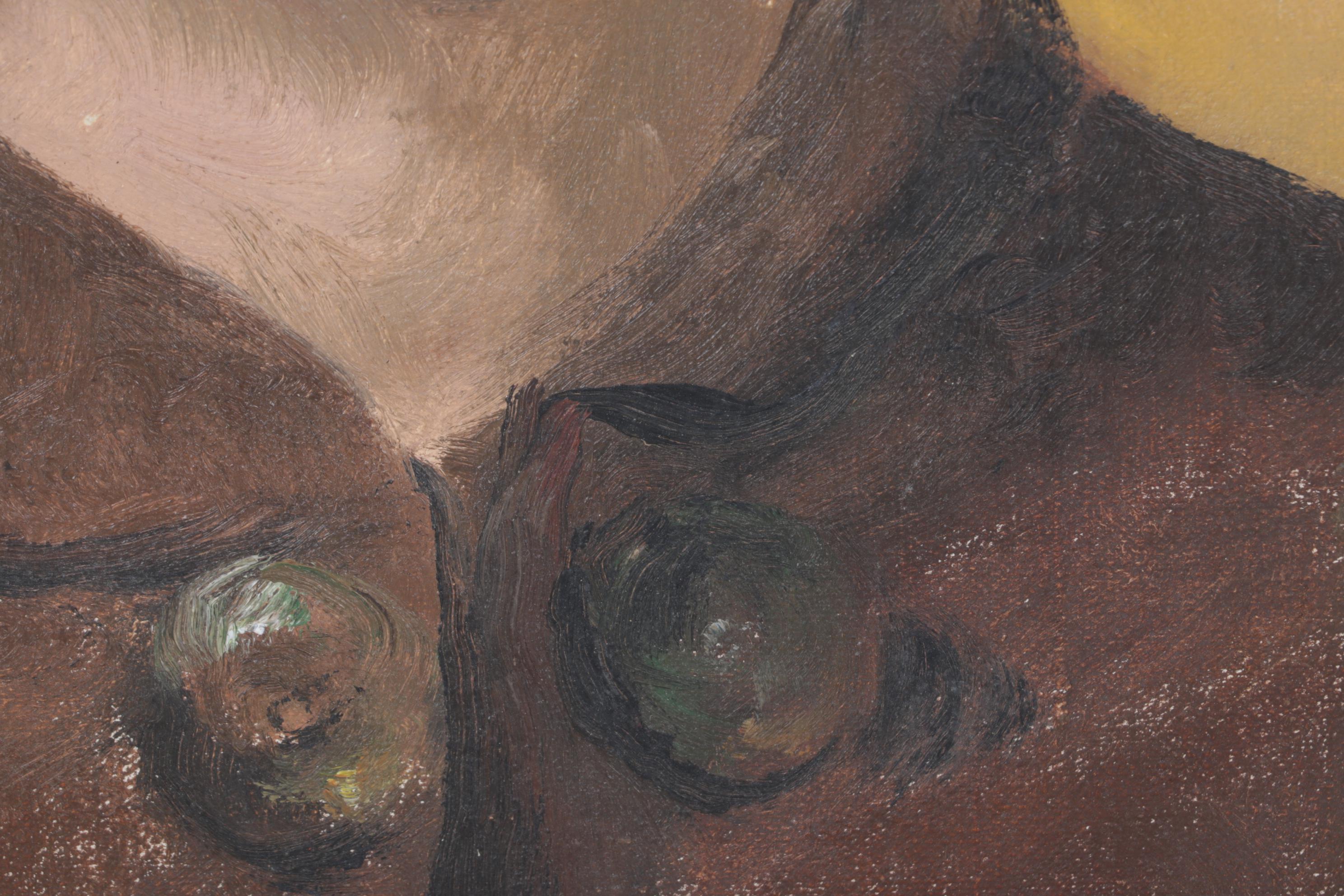 Oil Painting of Woman on Canvas Attached to Wooden Panel, Unsigned, circa 1930