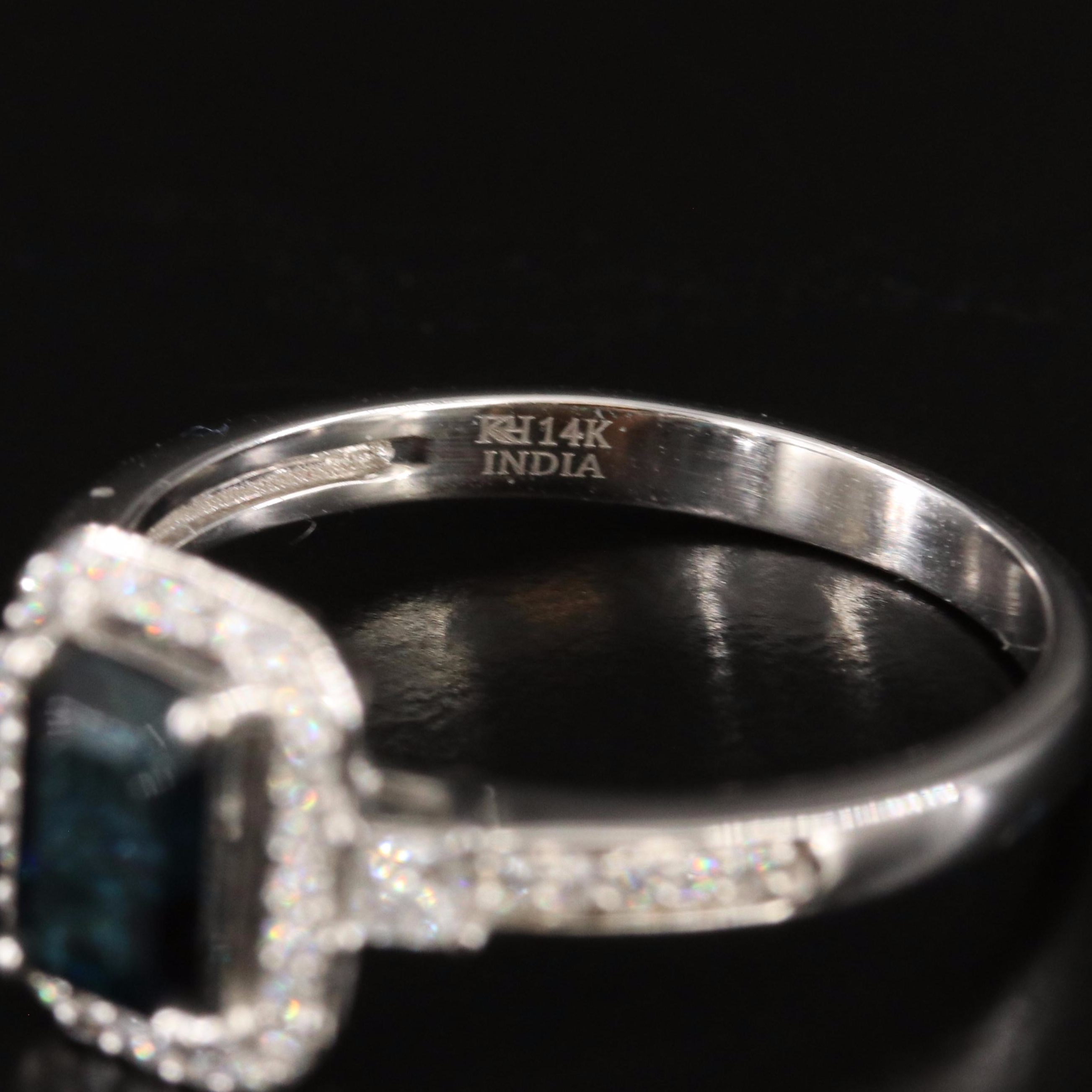 14K Indicolite and Diamond Ring