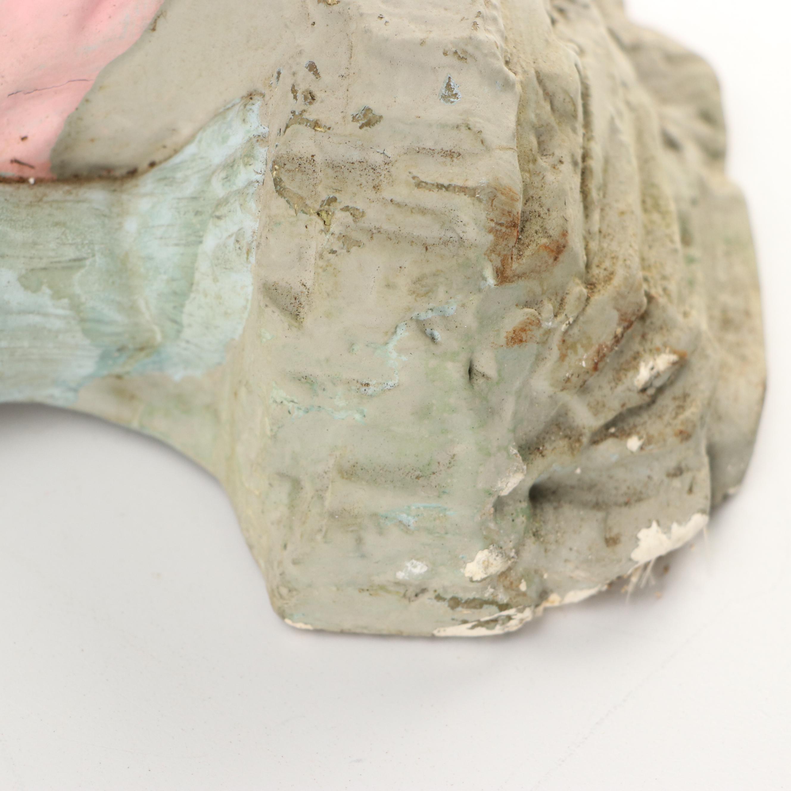 Pair of Baroque Style Paint-Decorated Concrete Cherub Wall Pockets