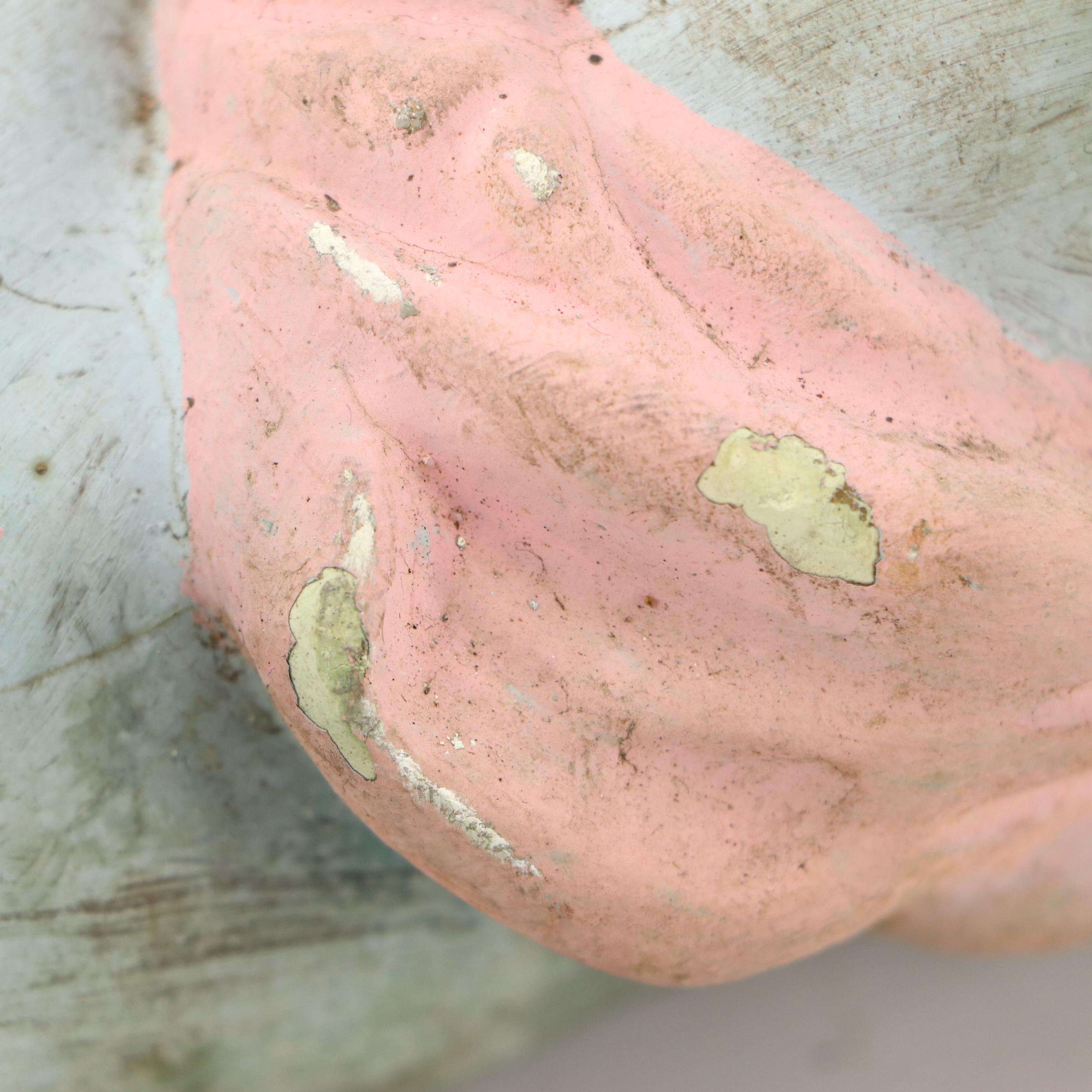 Pair of Baroque Style Paint-Decorated Concrete Cherub Wall Pockets