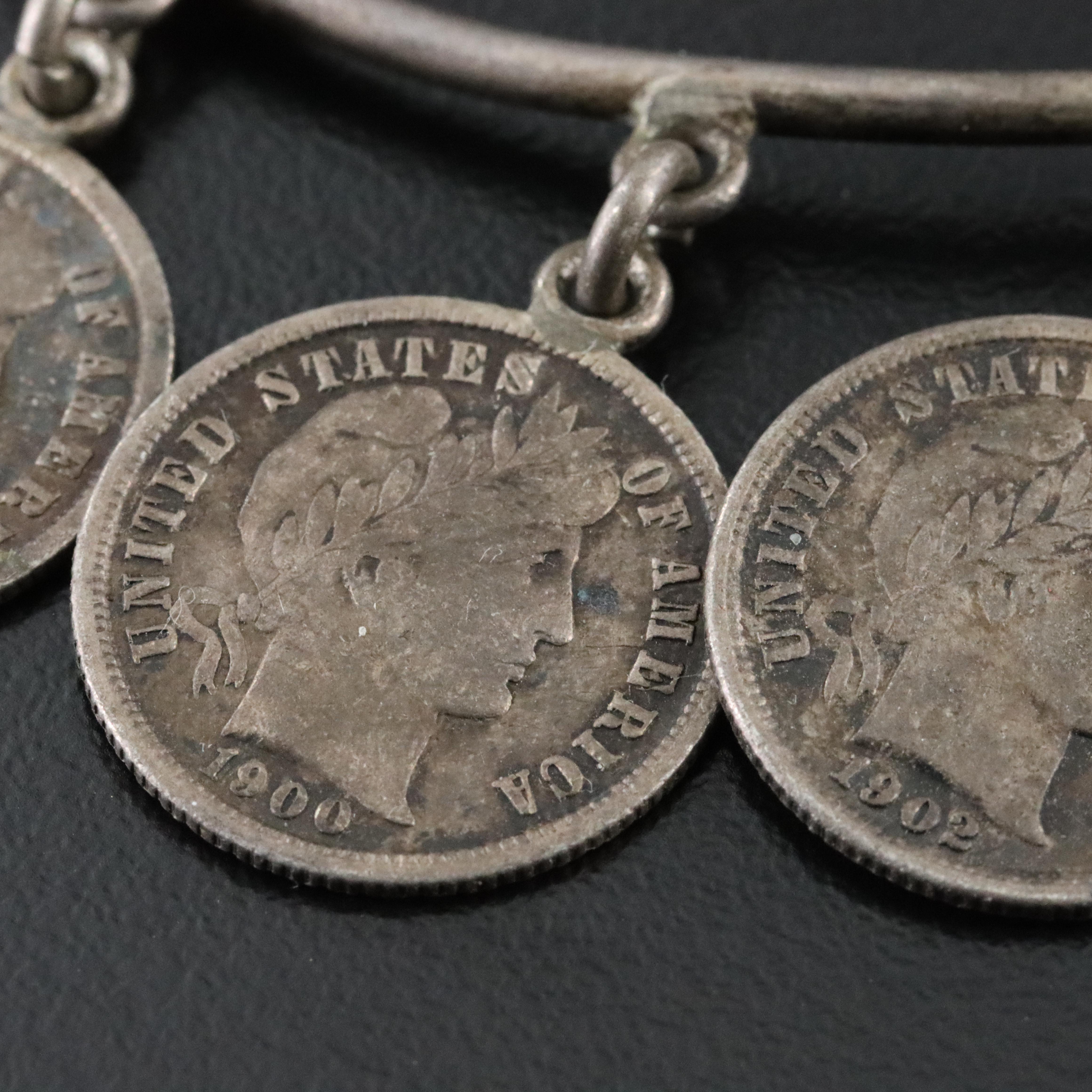 Victorian Sterling Love Token Bangle Bracelet